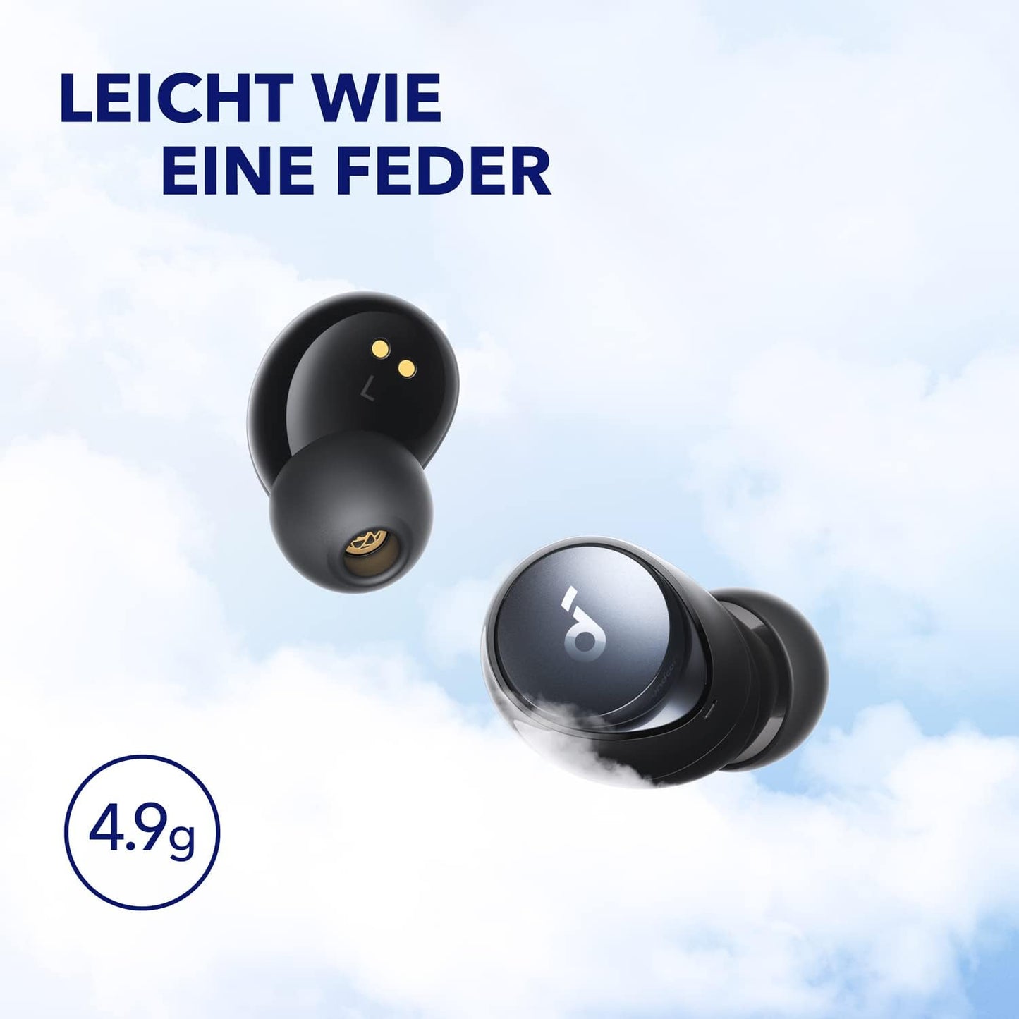 Space A40 Kabellose Earbuds mit Geräuschunterdrückung, Schwarz