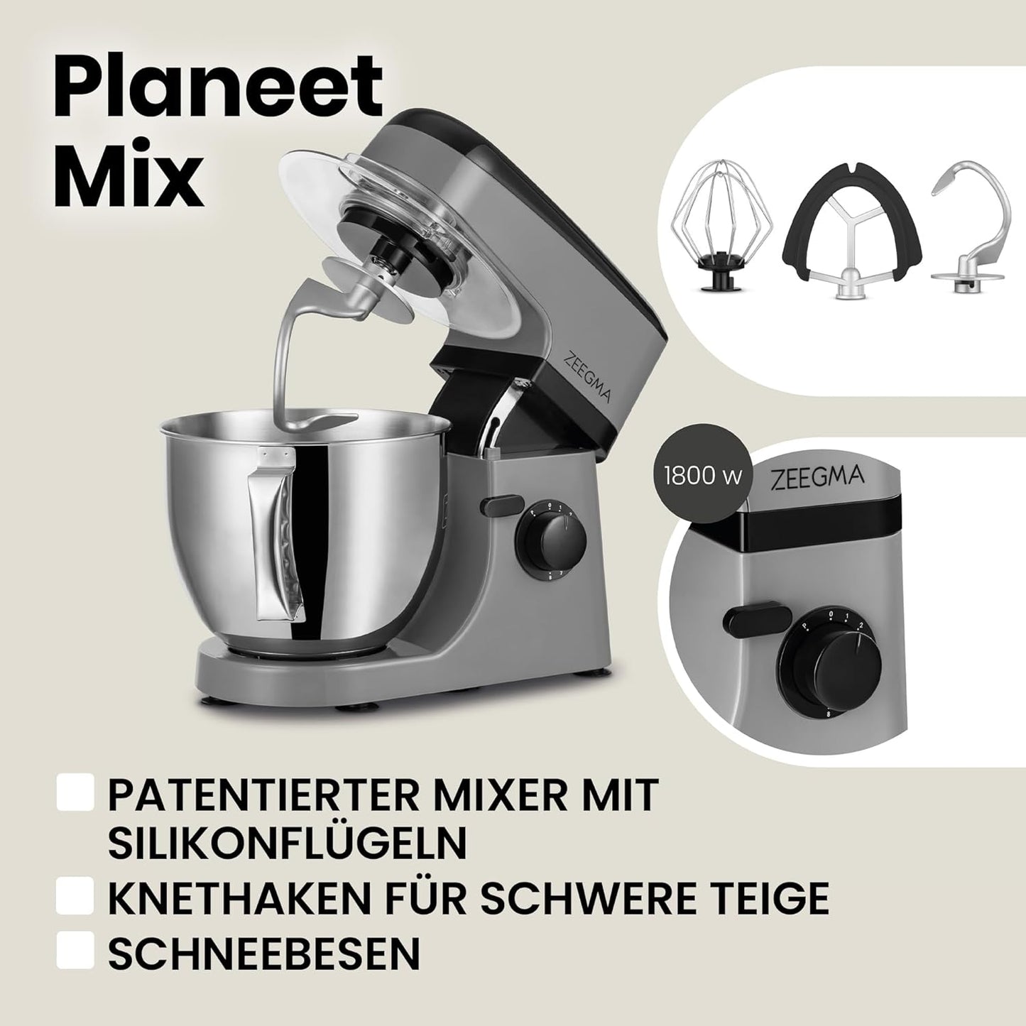 Planeet Mix Küchenmaschine, Planeet Mix Grau
