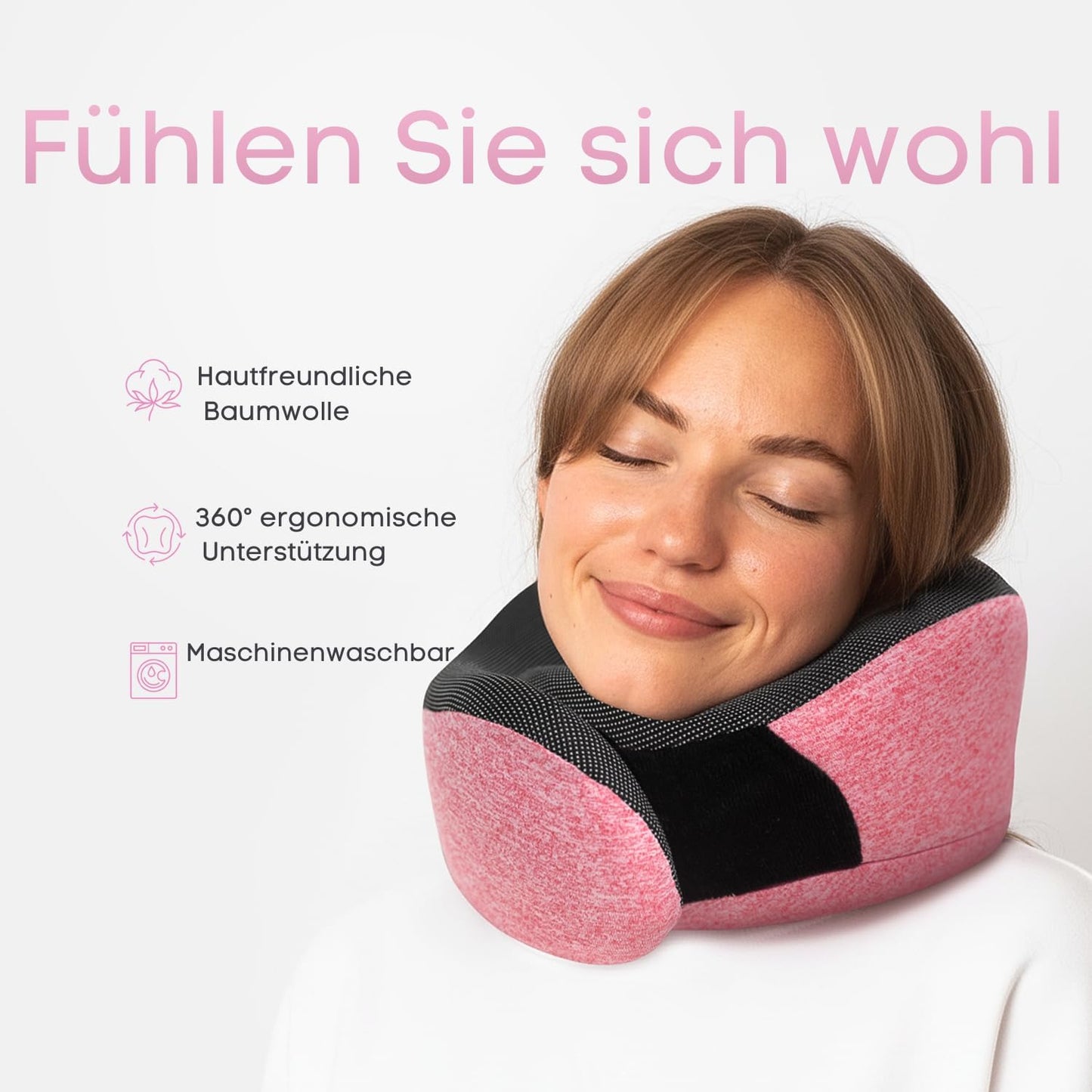 Nackenkissen und Schlafmaske, Rosa