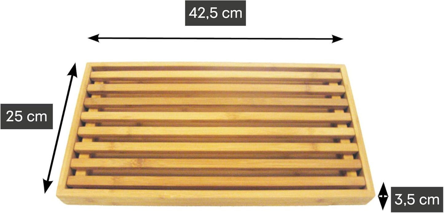 Brotschneidebrett mit Krümelrost und Auffangschale, 42.5L x 25B cm