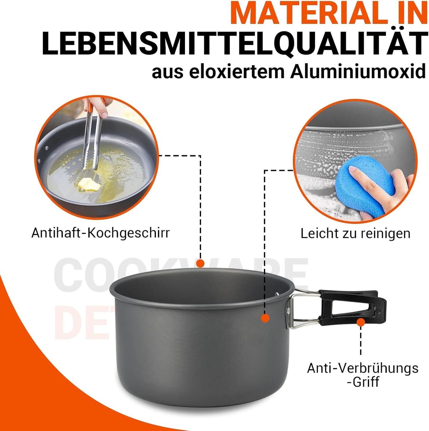 Camping Kochgeschirr-Set für 6 Personen, 6 Personen 10L Mit kessel