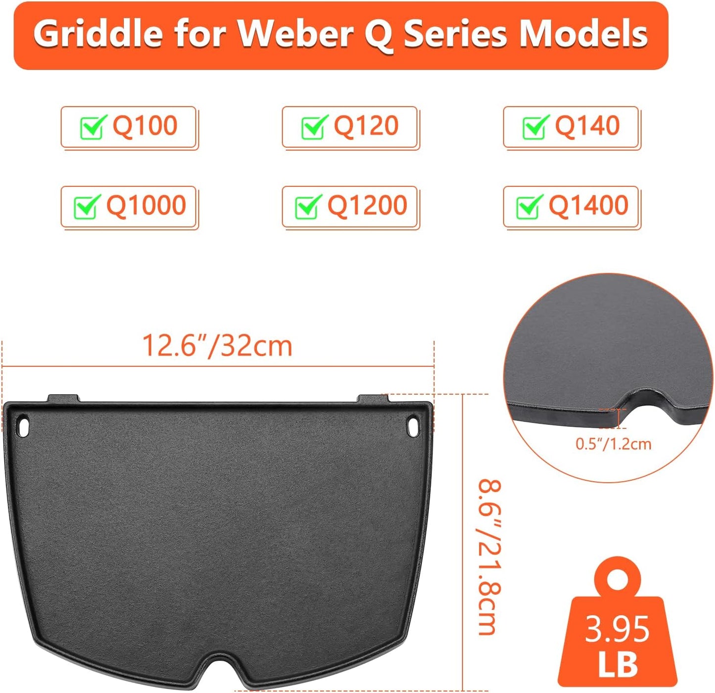 Grillplatte für Weber Q1000 Serie