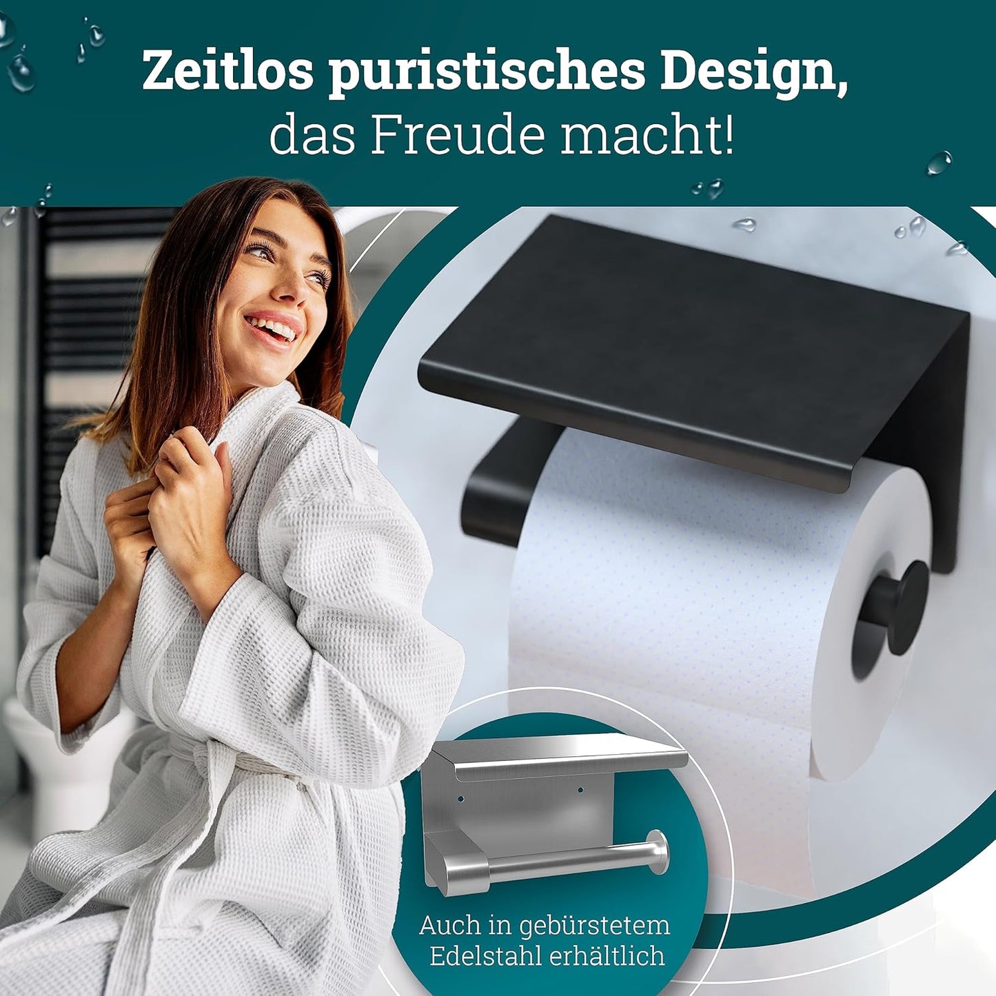 Toilettenpapierhalter, Edelstahl Matt-schwarz Edelstahl