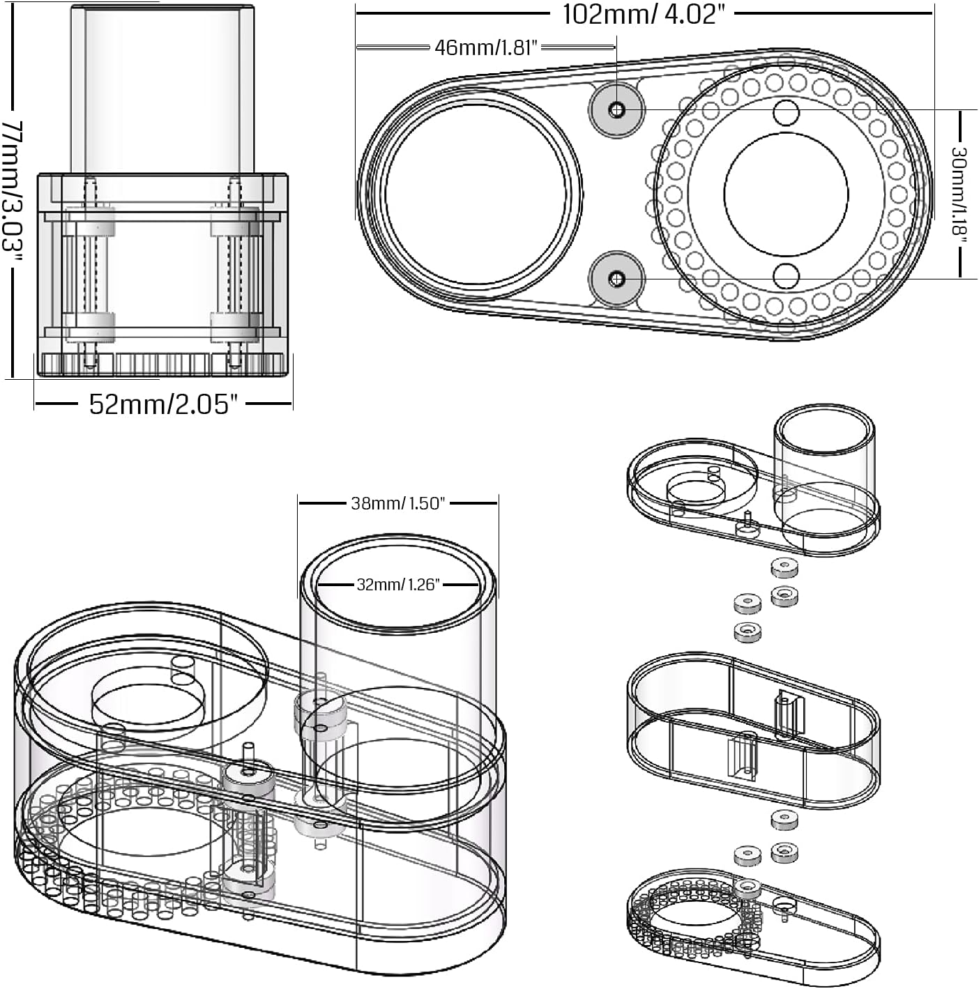 CNC Staubschuh, für 42mm Motor