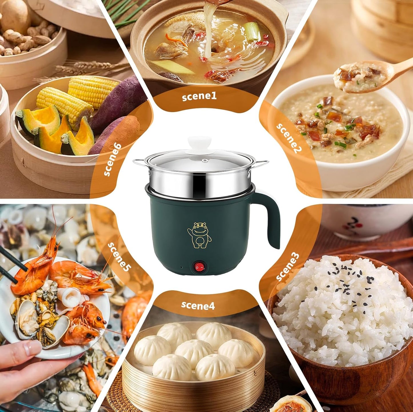 Elektrischer Mini-Hot Pot mit Dampfgarer