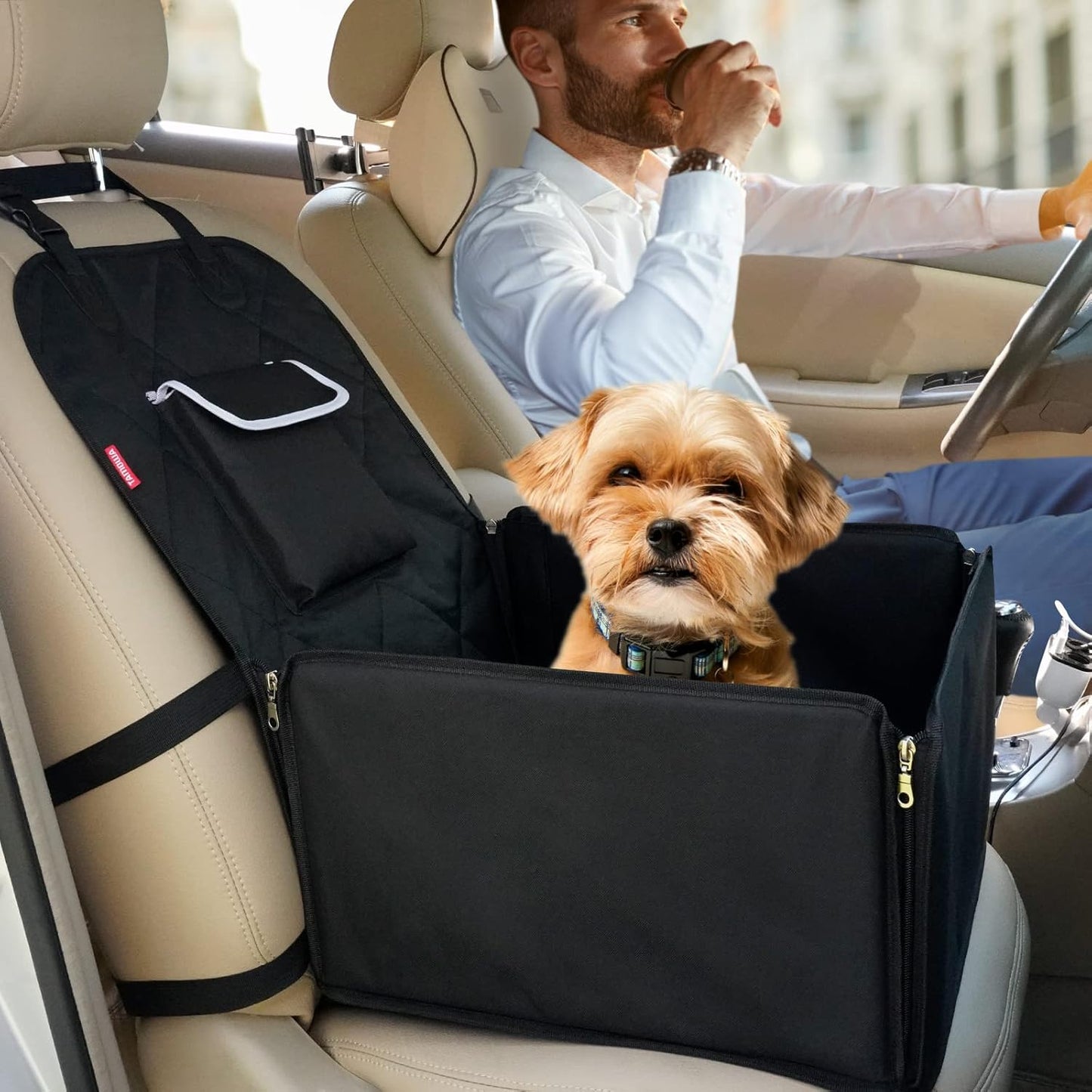 Autositz mit Sicherheitsgurt für Hunde