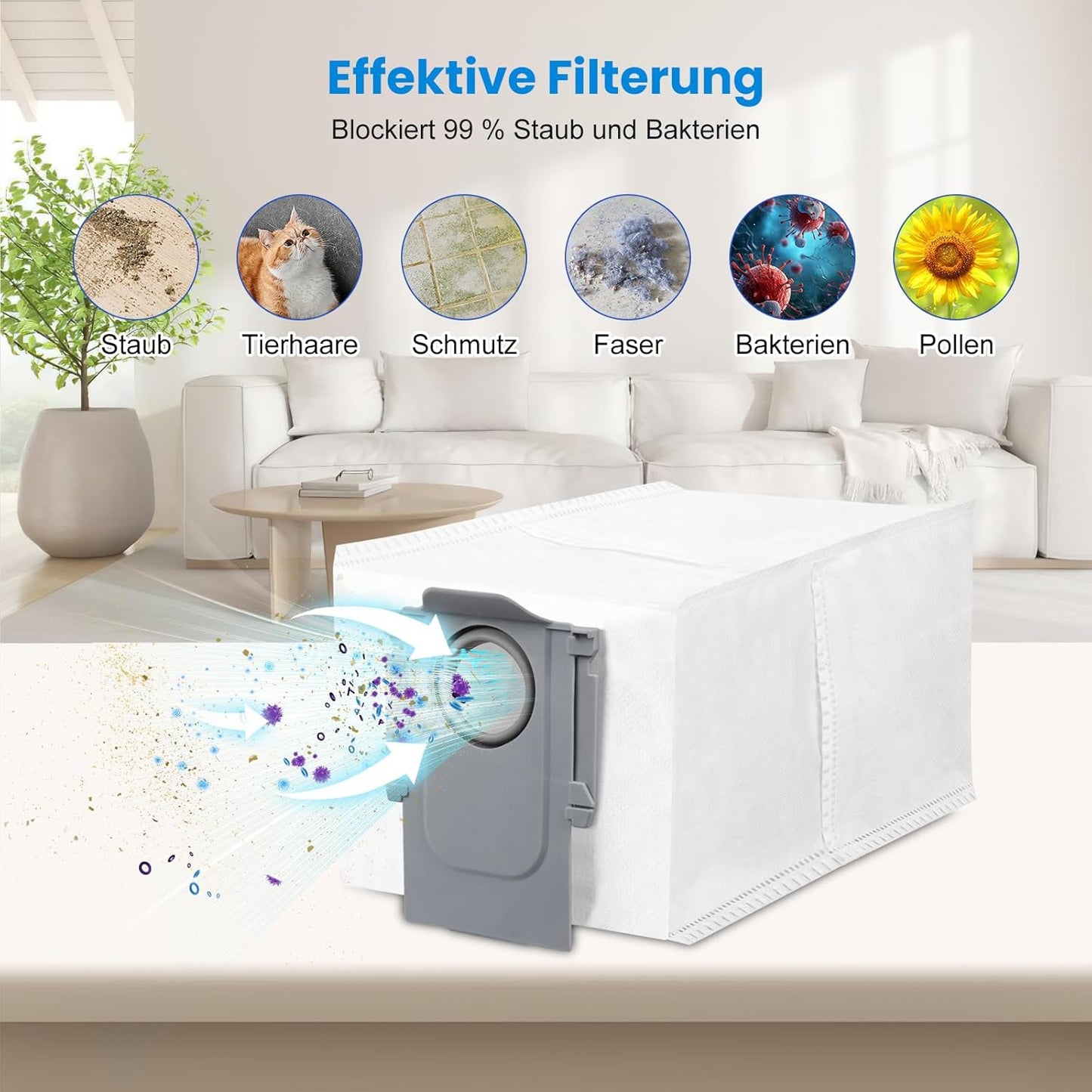 12-teiliges Staubbeutel-Set für Roborock Staubsauger Qrevo, S8 und Saros, Staubbeutel für S8 Maxv Ultra/Qrevo Master/Pro/Maxv/S/Saros 10r