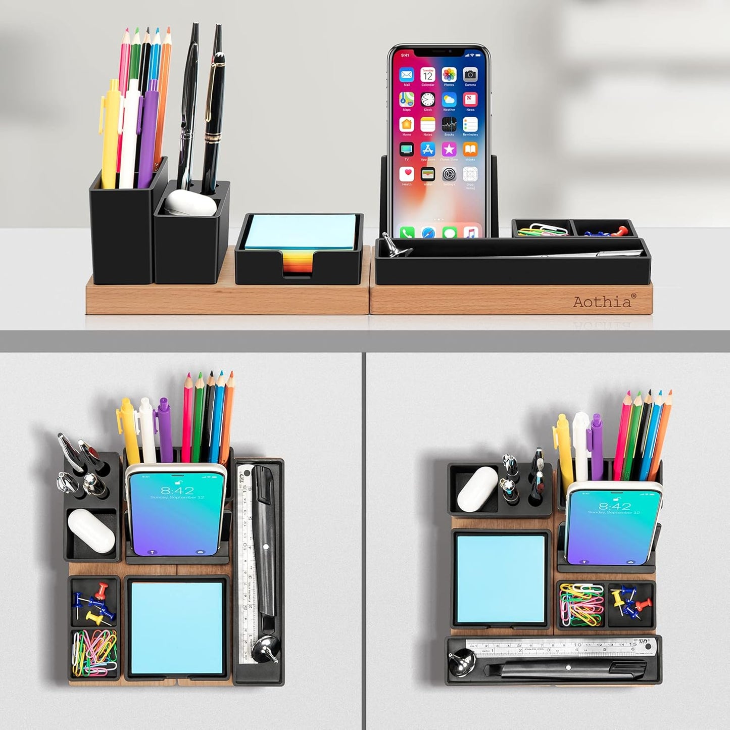 Verstellbarer Tischorganizer, Schwarz