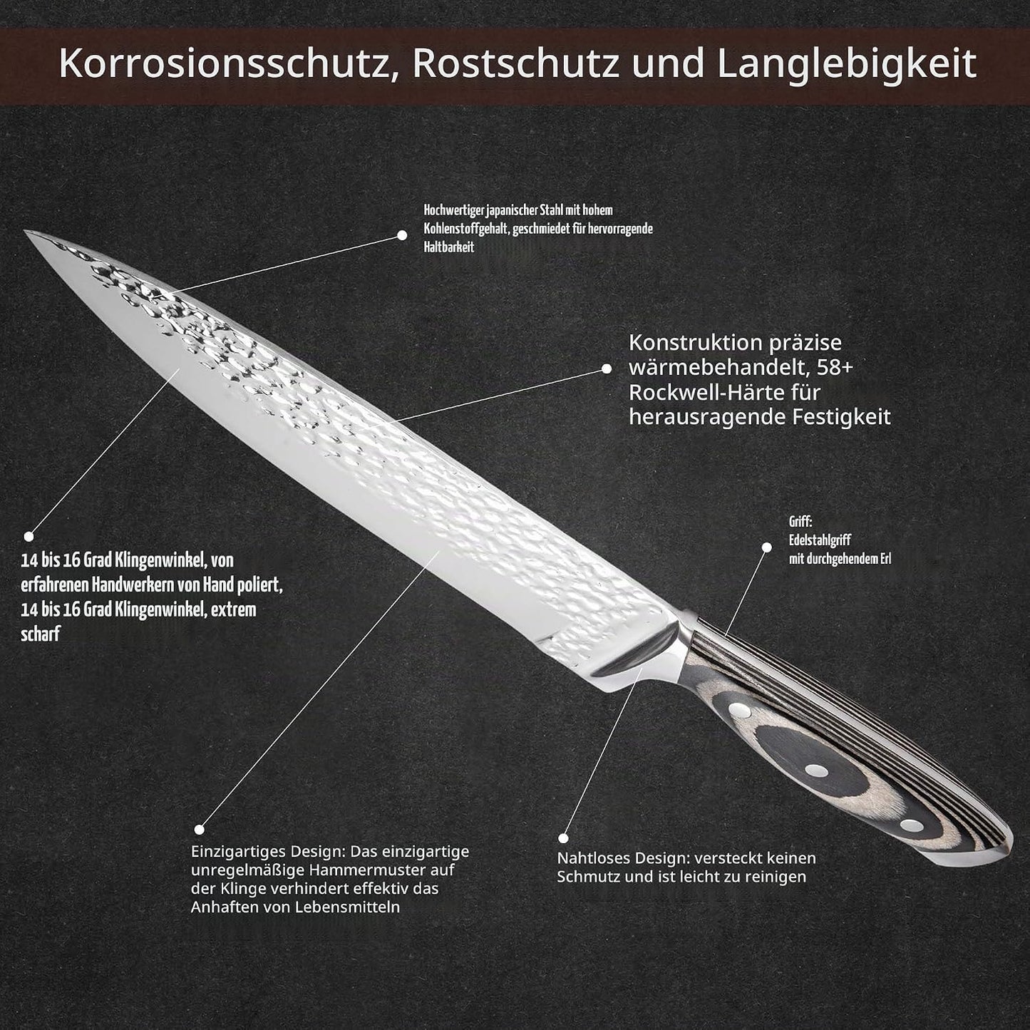 Messerblock-Set mit Messern, 15er-Satz (Naturholzfarben)