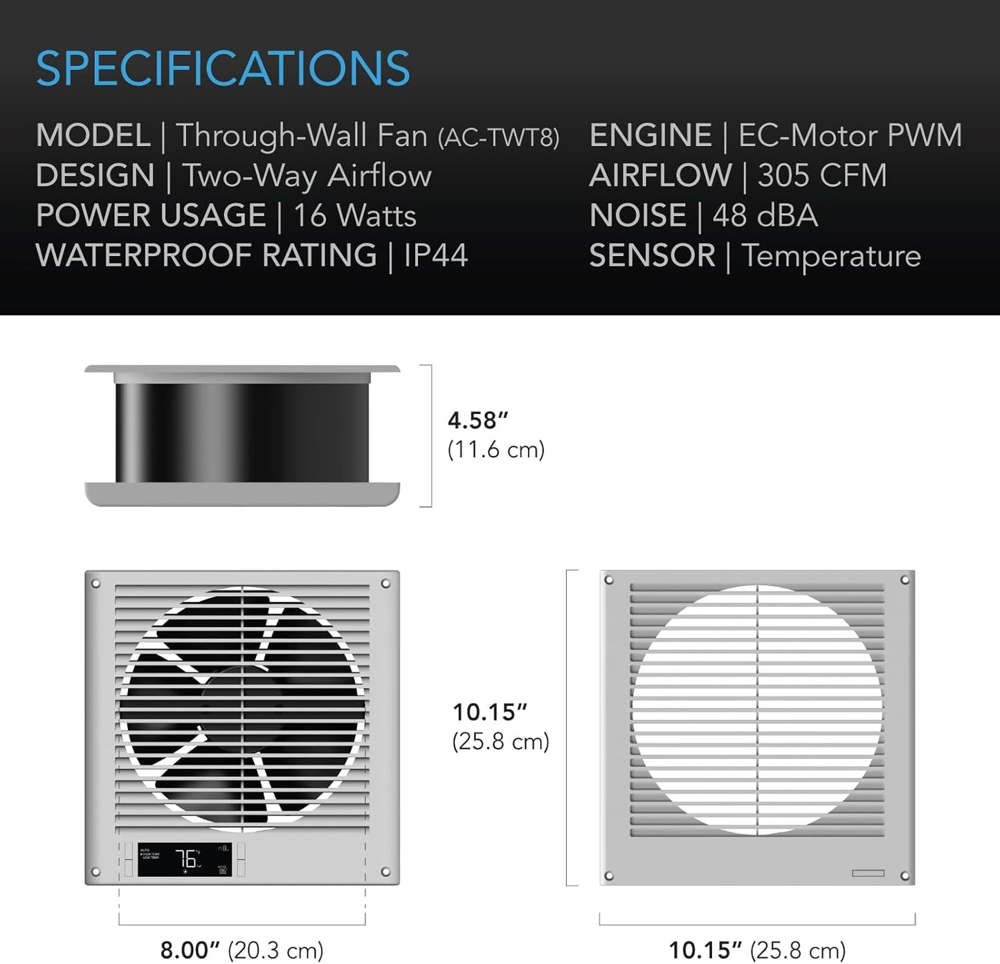 Zwei-Wege-Raumventilator mit Temperaturregler