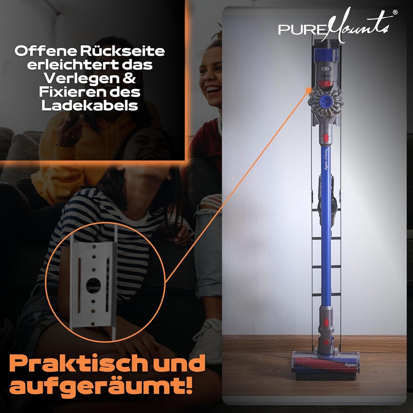 Staubsaugerständer für Dyson V7-V15 Modelle, Schwarz