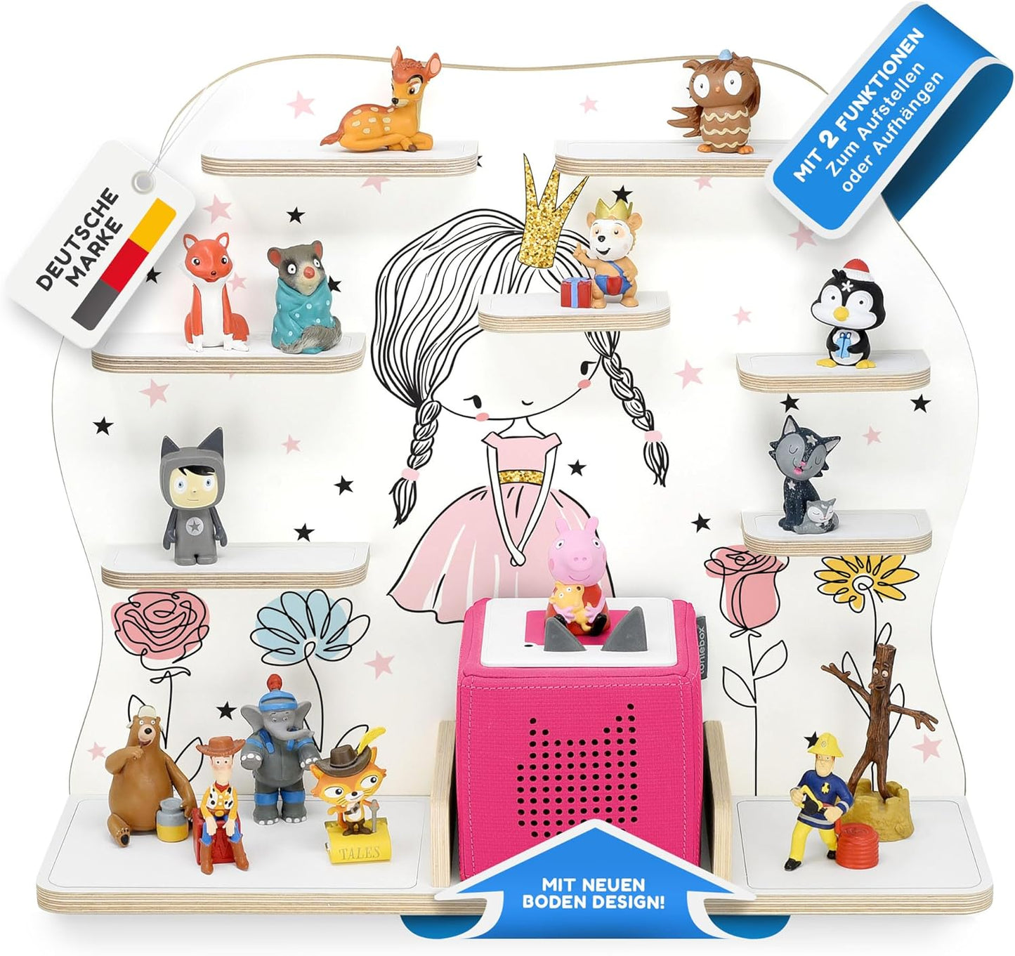 Kinder Regal für Toniebox, 58x53x15 cm (1er Pack) Blumenprinzessin