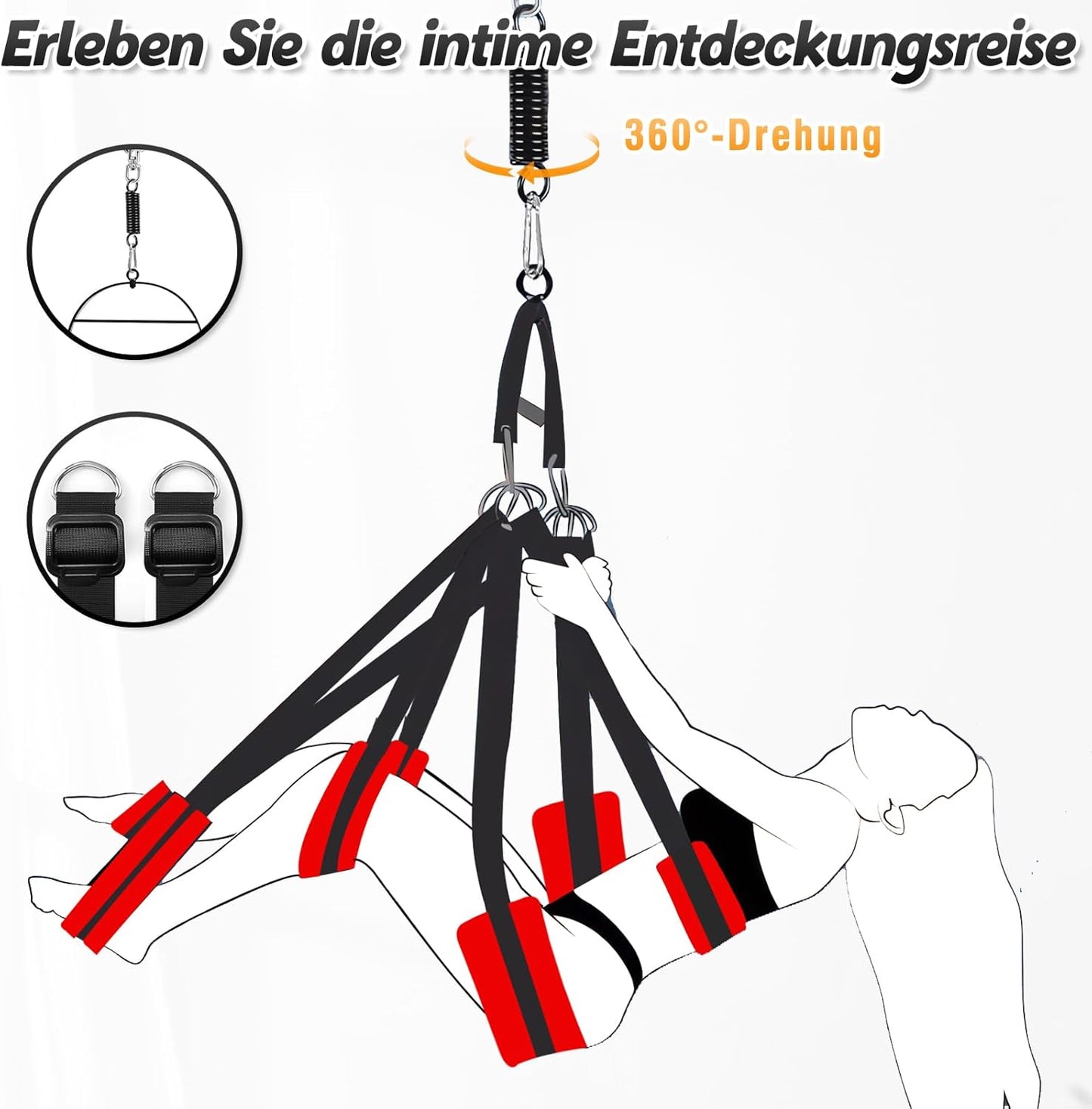 360° drehbare Liebesschaukel mit extra breitem Sitz, Red