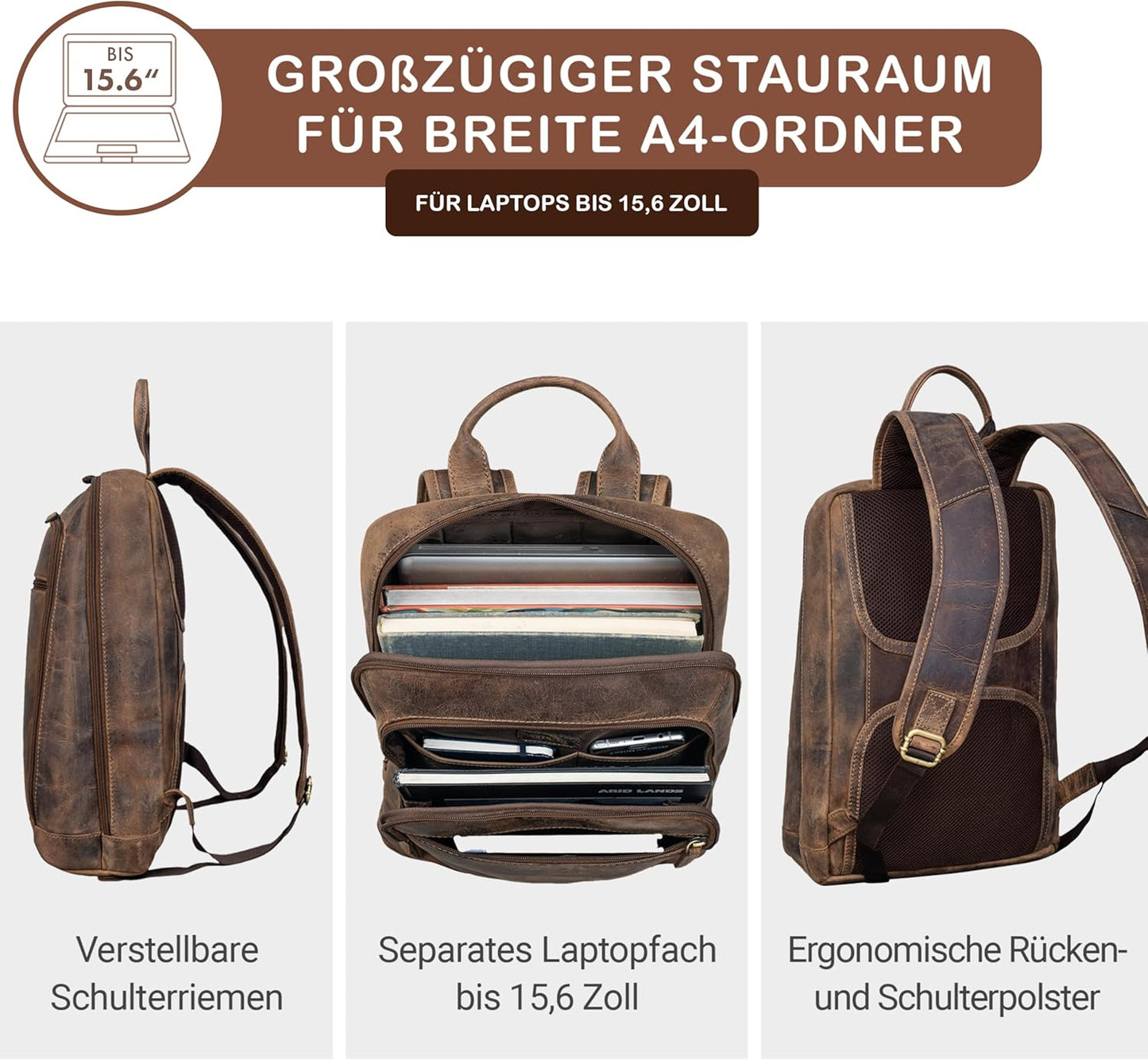 Laptoprucksack, Calais - Braun