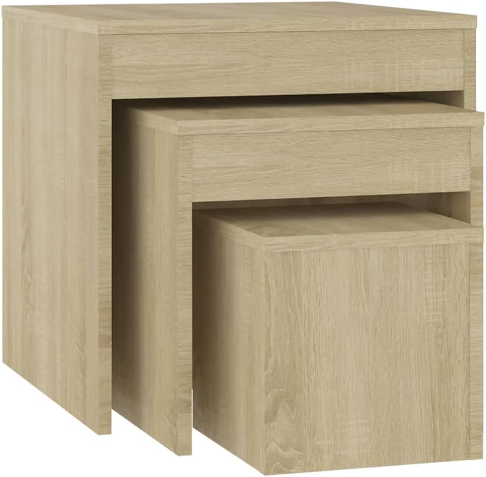 3-teiliges Satztische-Set, Braun
