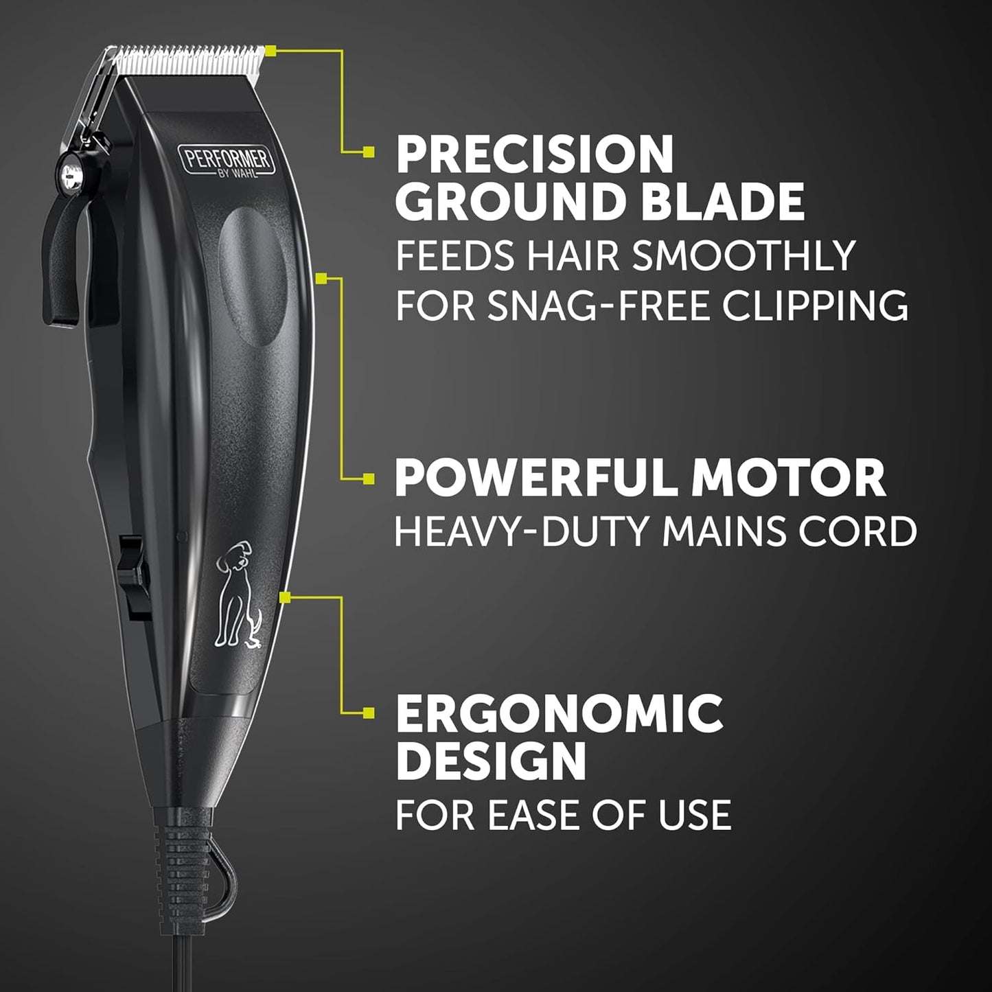 Performer Pet Clipper Set, Fellpflege mit 4 Aufsteckkämmen, Performer Pet Clipper Schwarz