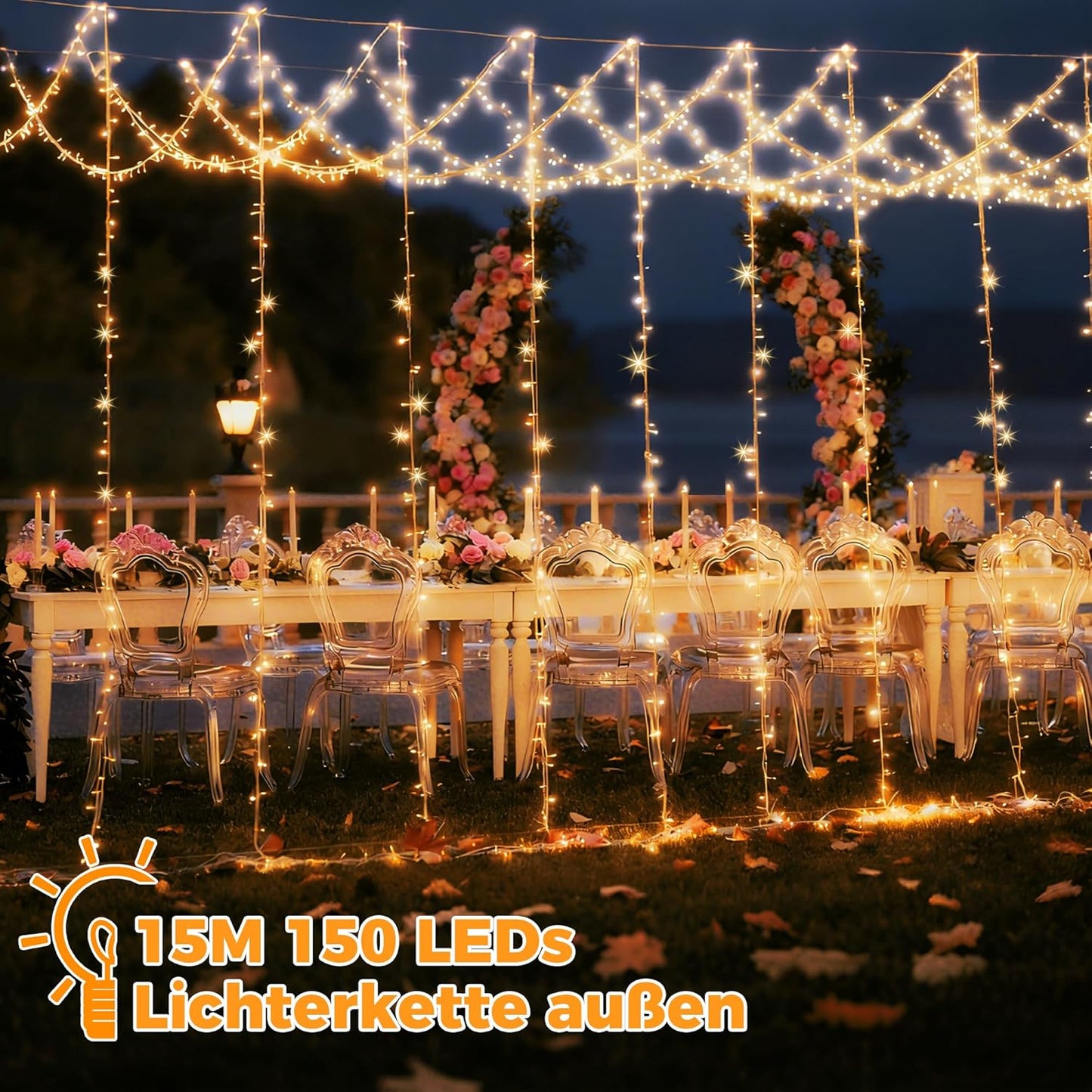 Lichterkette mit 150 LEDs und Fernbedienung, 15M/150LEDs