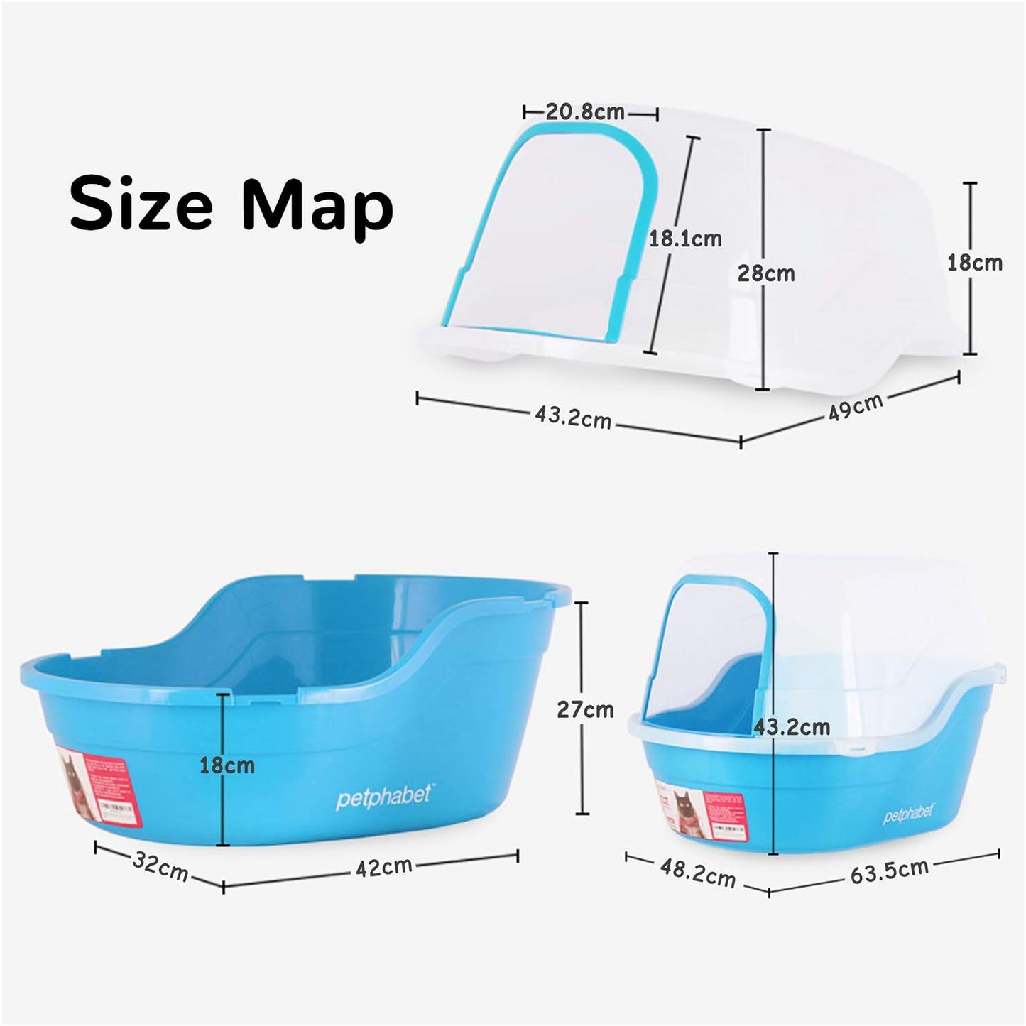 Jumbo Katzentoilette mit Abdeckung, Blau
