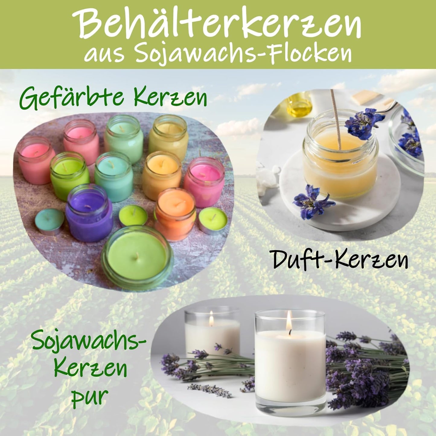 Sojawachs Flocken für DIY Kerzen, 3 kg, Sojawachs für Behälterkerzen 3 kg