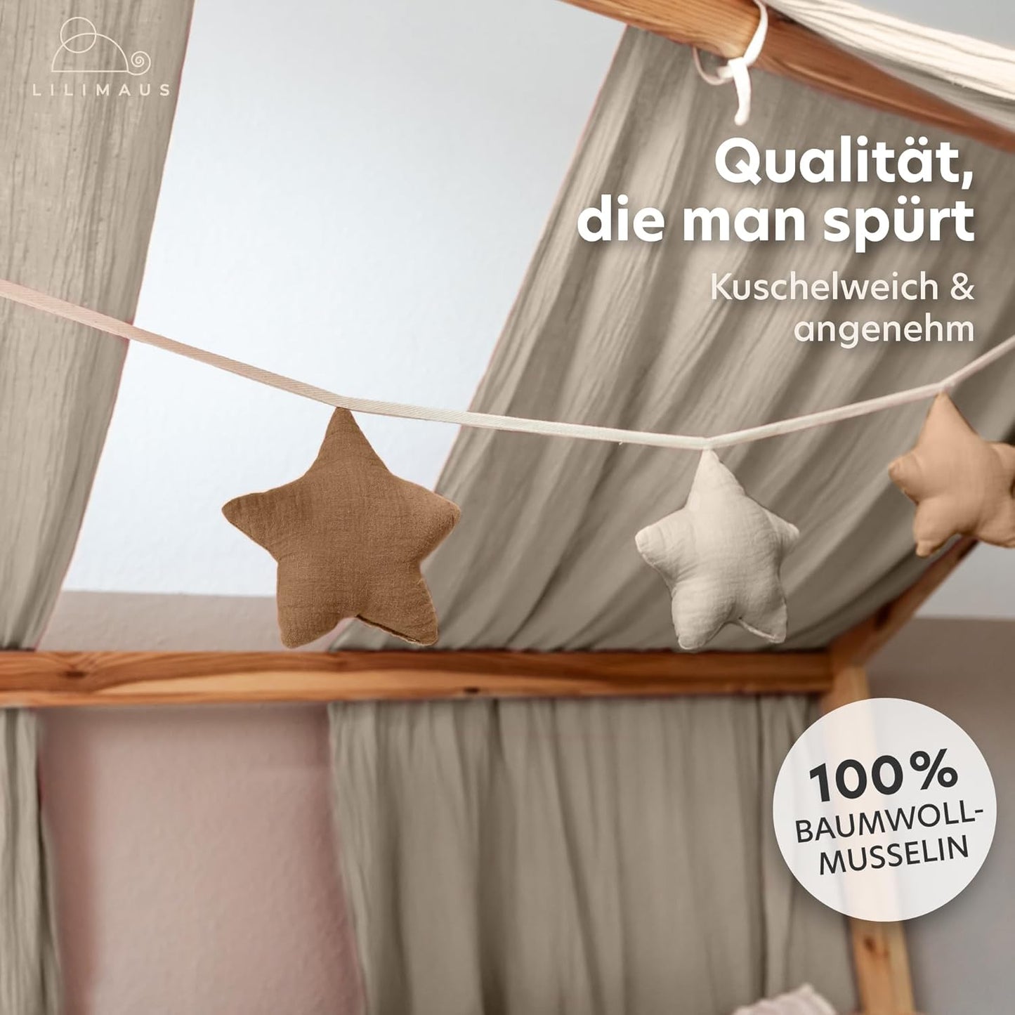 Sternenkette, Nougat & Hellbeige Sterne ohne Goldapplikation