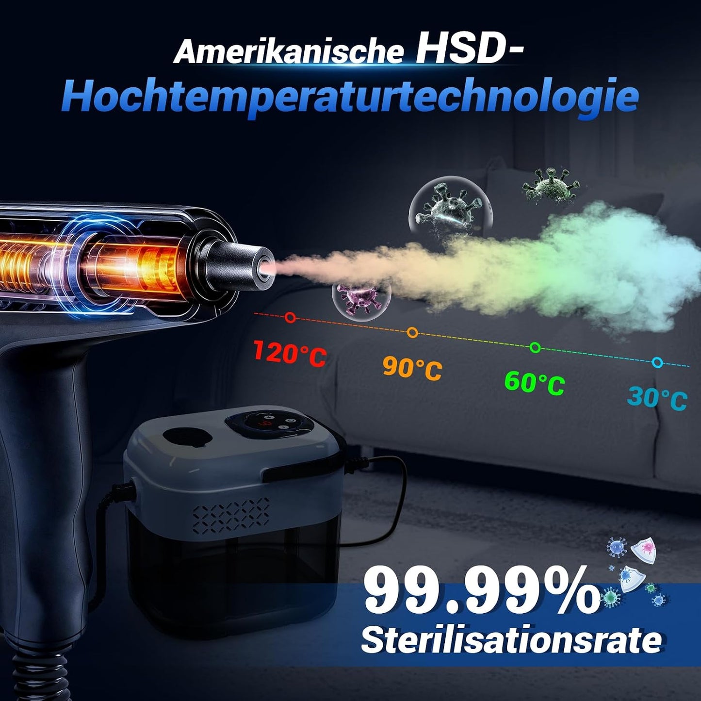 17-in-1 Handdampfreiniger mit Hochtemperatur-Sterilisation, Gelb-schwarz