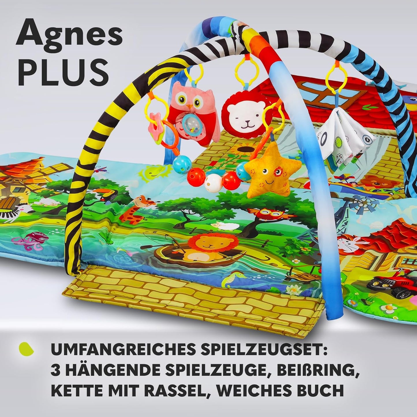 2in1 Krabbeldecke Agnes Plus mit Spielbogen und Spielhaus
