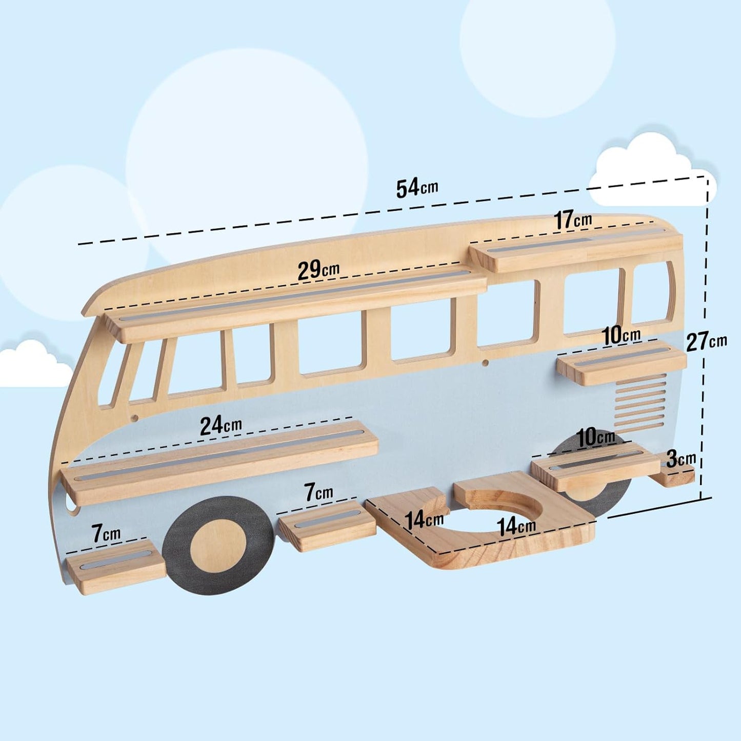 Tonie-Regal Bus für 20-25 Hörfiguren und Toniebox, Blau