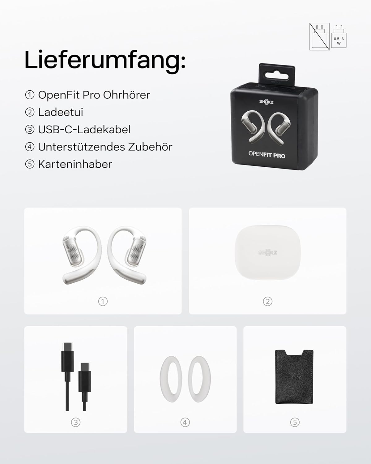 OpenFit Pro Open-Ear-Kopfhörer mit Geräuschreduzierung, Weiss
