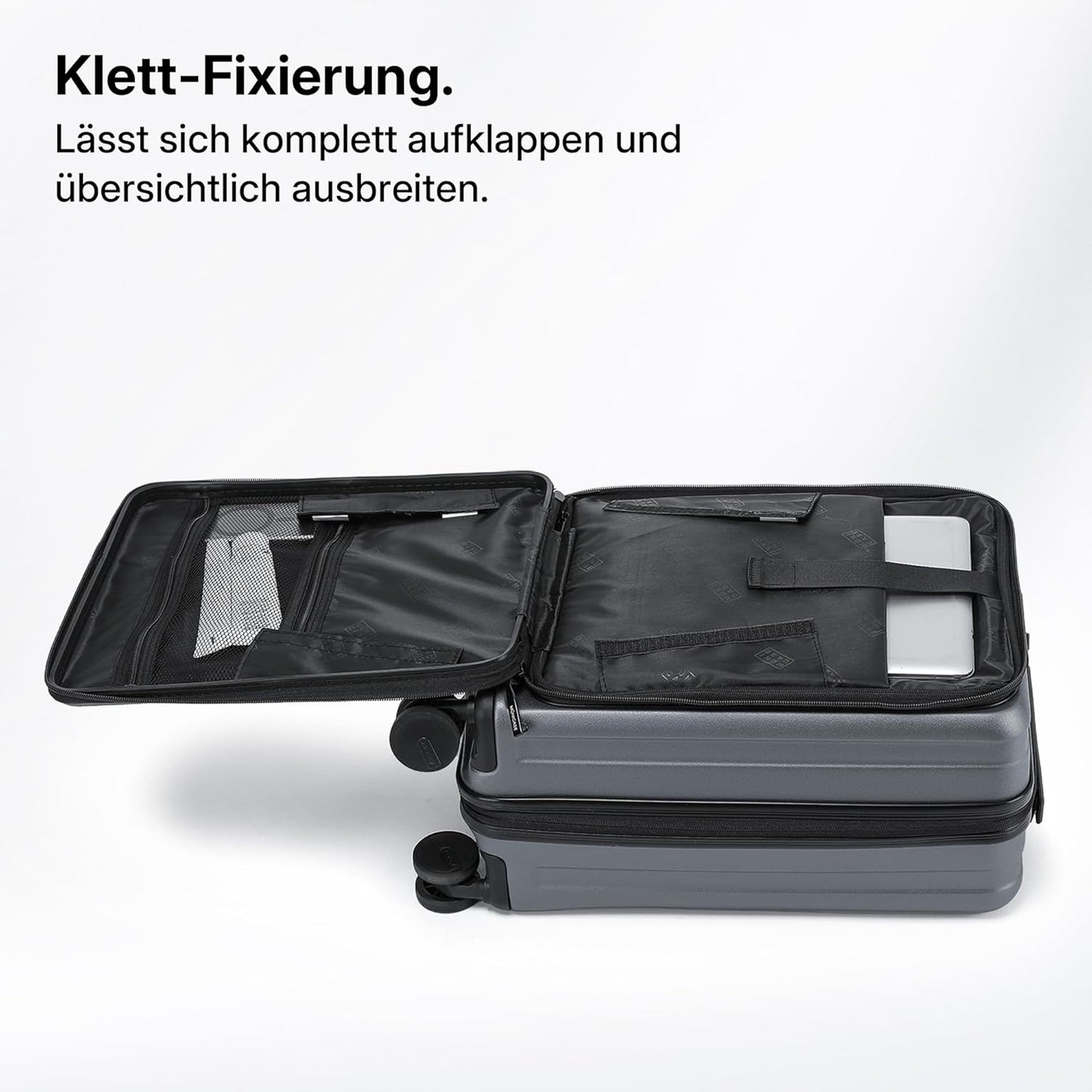 Hartschalen-Trolley mit Laptopfach, M (Laptopfach)-50cm Businessgrey