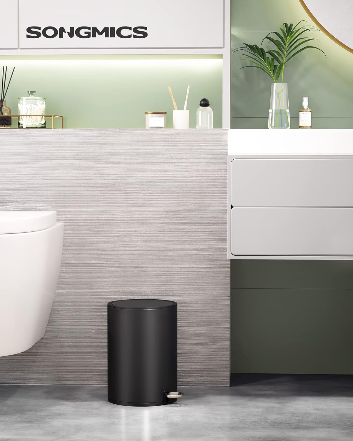 Kosmetikeimer mit Softclose-Deckel, 3 L Tintenschwarz