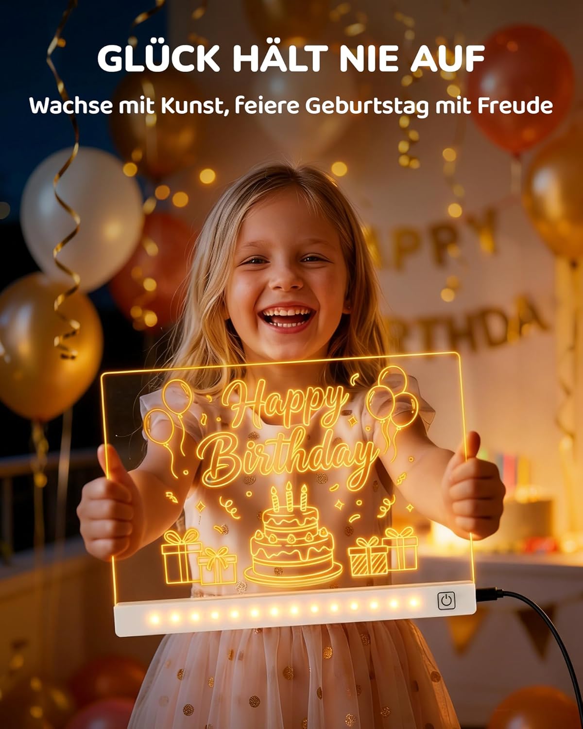 LED-Zeichentafel für Kinder mit 7 Stiften, Weiss 16 Zoll