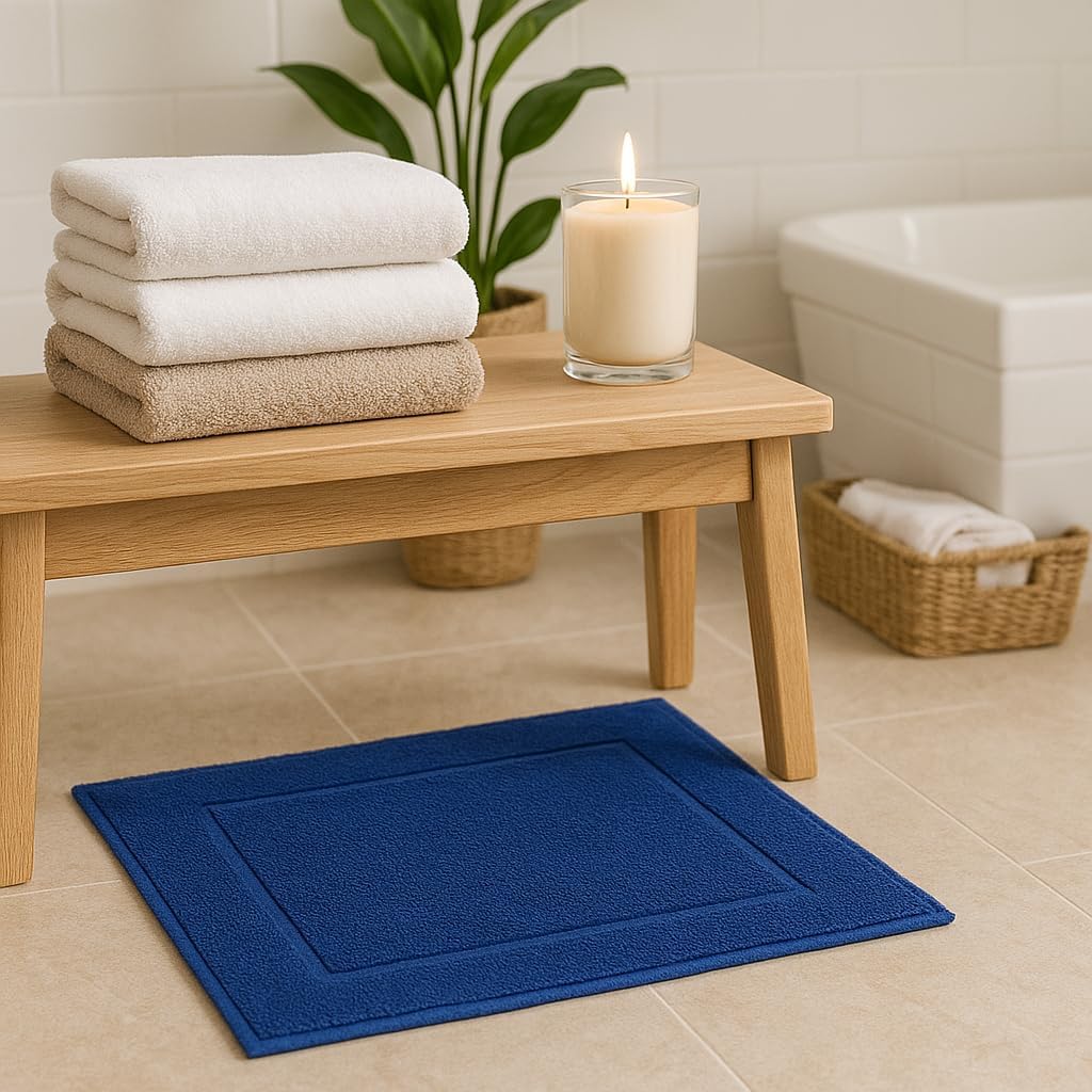 2er-Set Badematten, 50x70 cm, 2x Badvorleger Royalblau