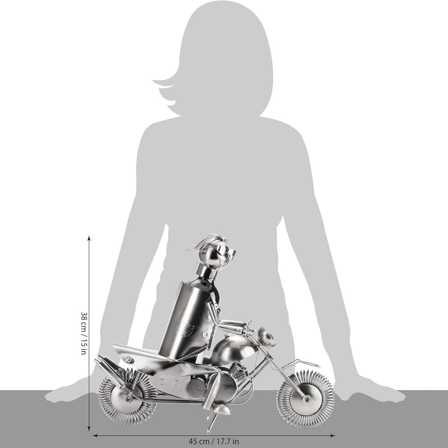 Weinflaschenhalter als Motorradfahrer