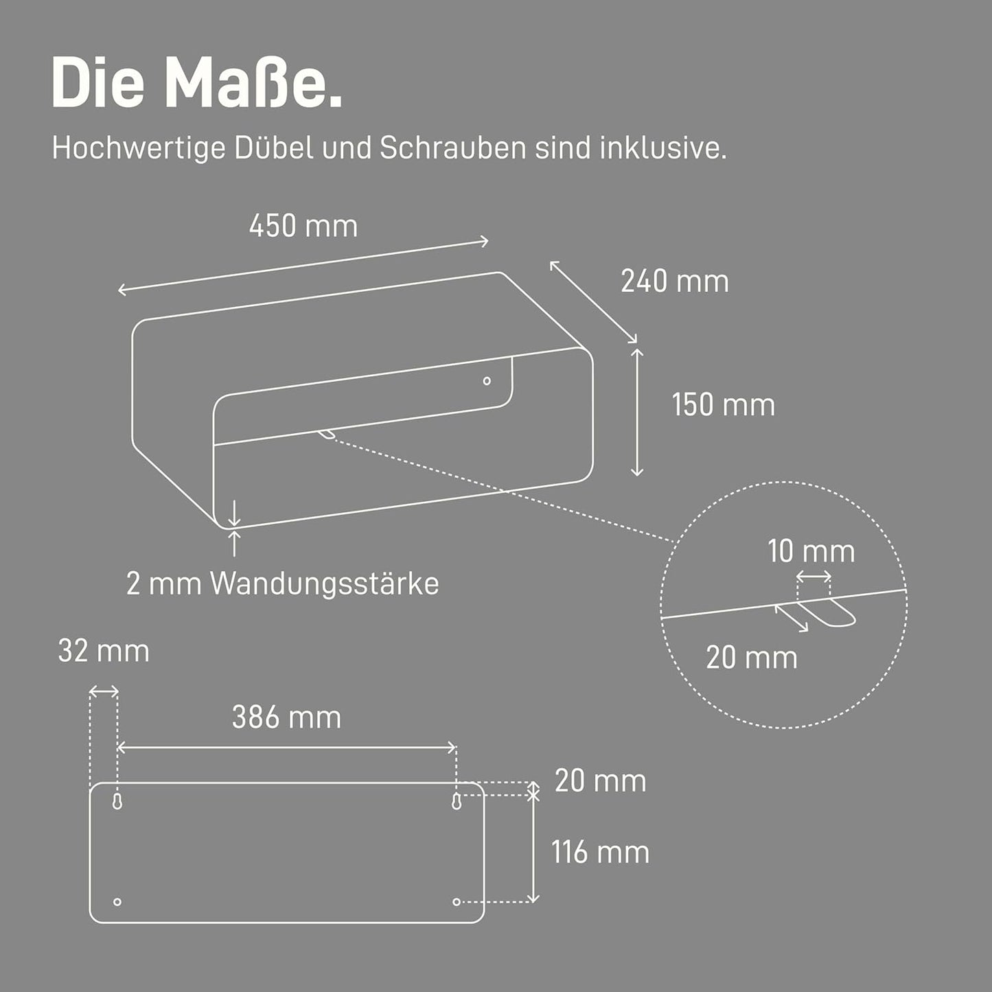 Schwebender Nachttisch, Weiss
