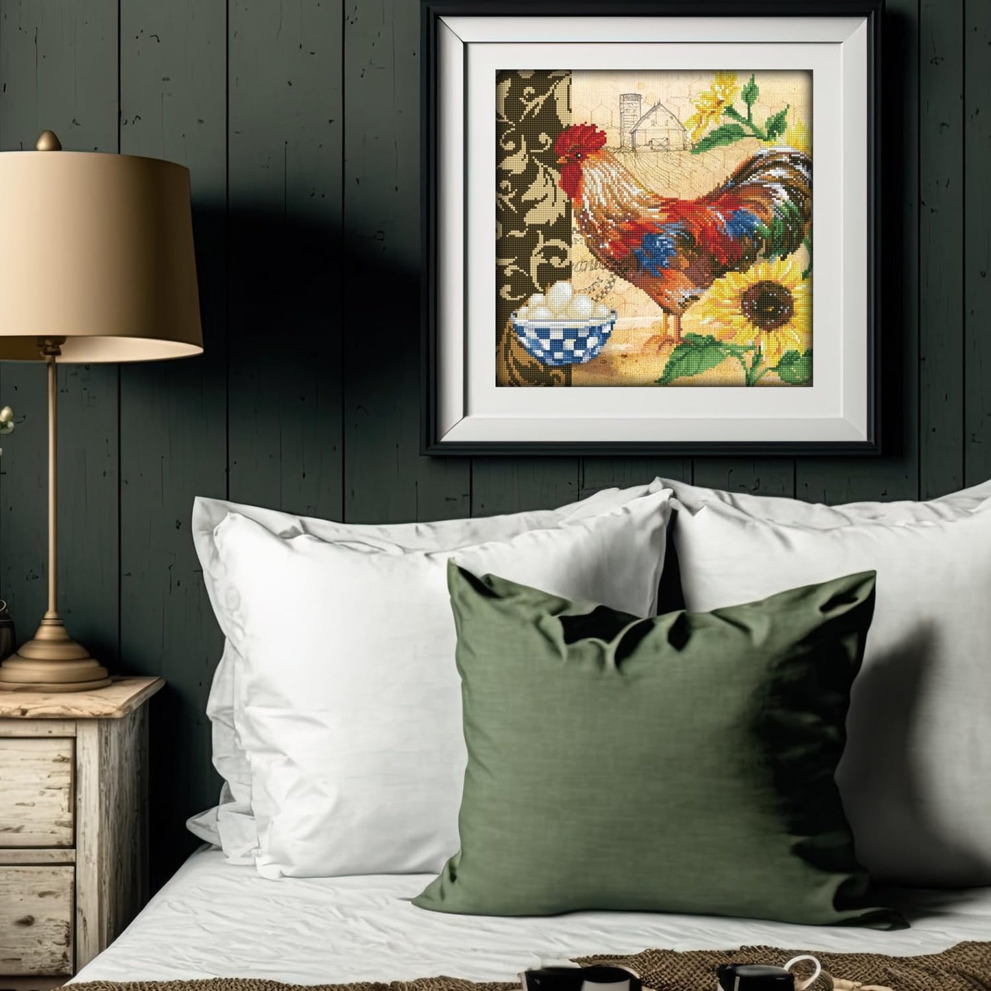 Diamond Painting Kit Country Rooster, DD9-049, 41 x 41 cm, 41 x 41 cm Country Rooster