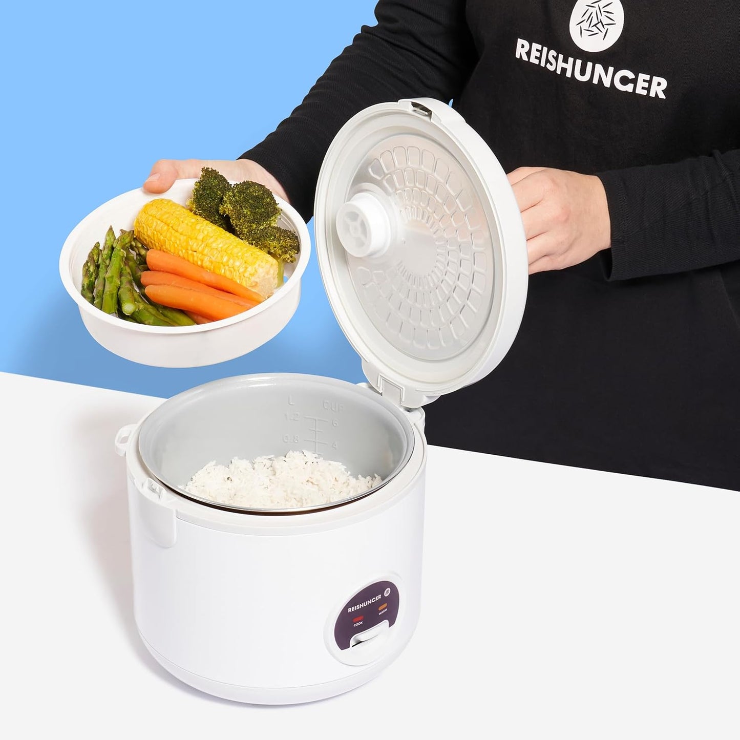 Reiskocher und Dampfgarer, Weiss, Starter Set 1,2L