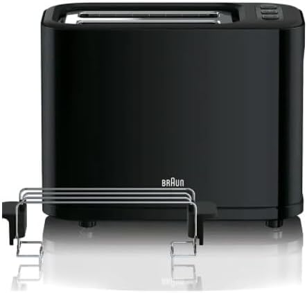 Doppelschlitz-Toaster mit Brötchenaufsatz und 7 Röstgraden, Schwarz Doppelschlitz