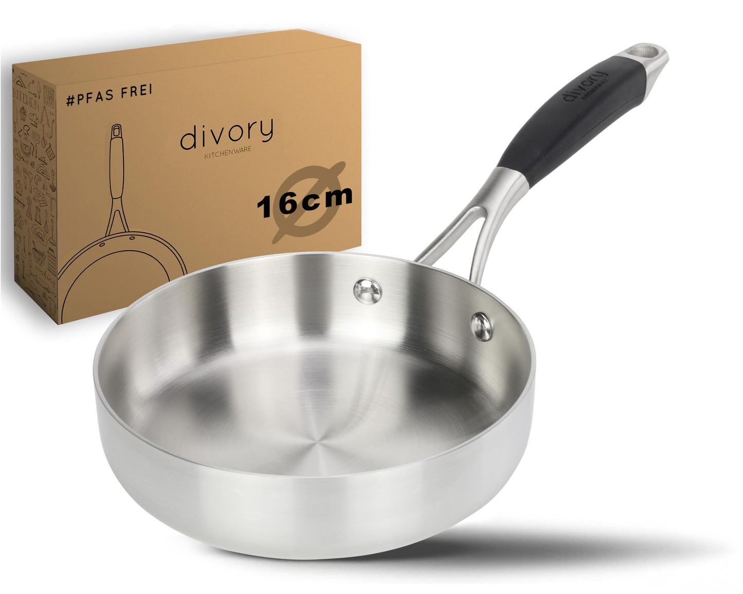 Pura Bratpfanne unbeschichtet für Induktion, Pura 16 cm