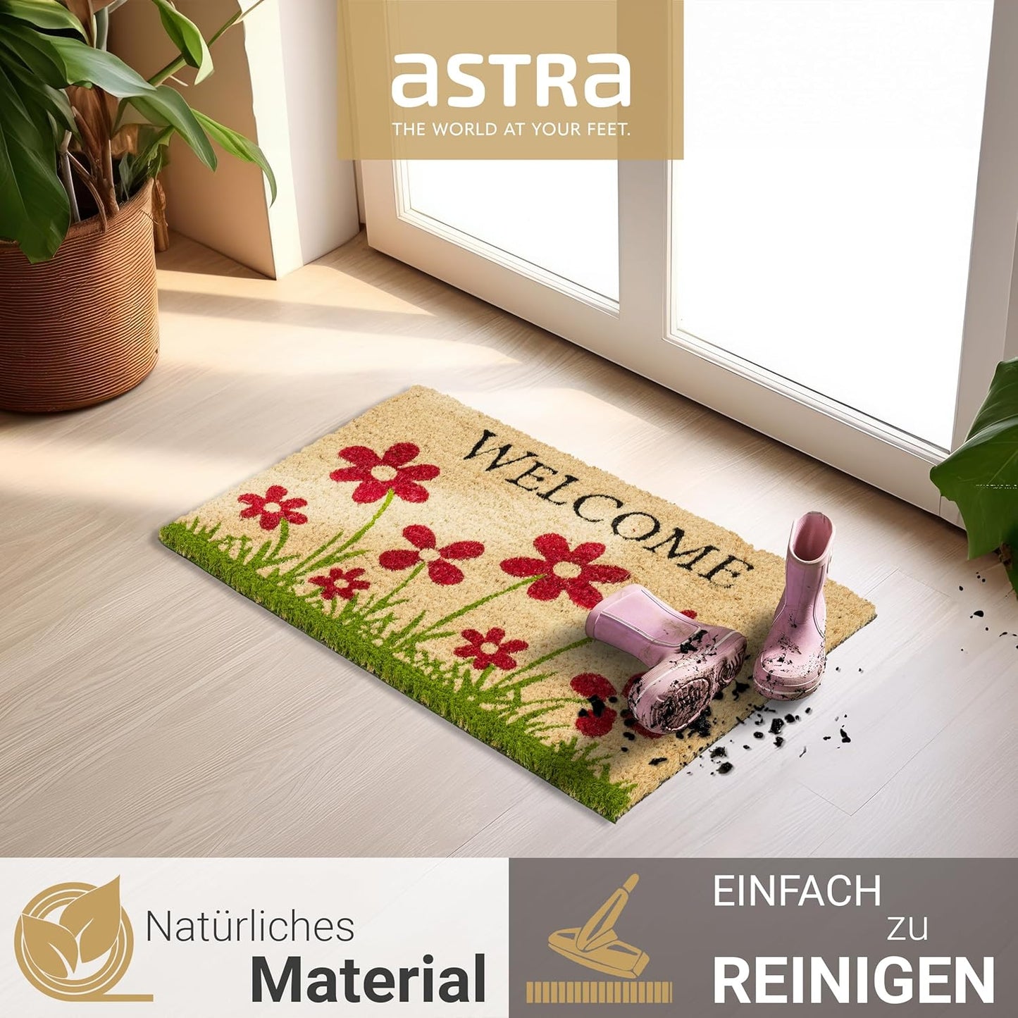 Rutschfeste Fussmatte Blumenwiese, 40 x 60 cm (Rechteckig) Blumenwiese Natur