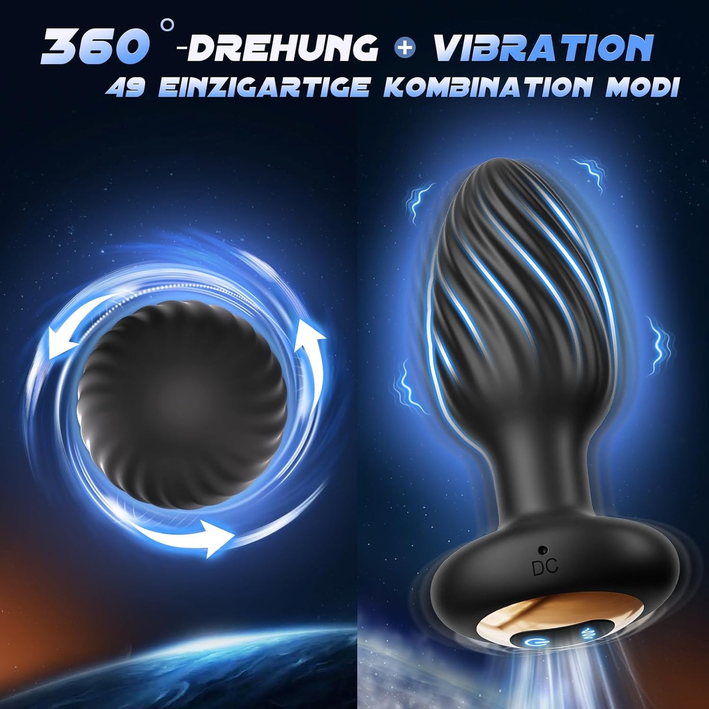 Analplug Set für Frauen, 7 Rotation & Vibration, L