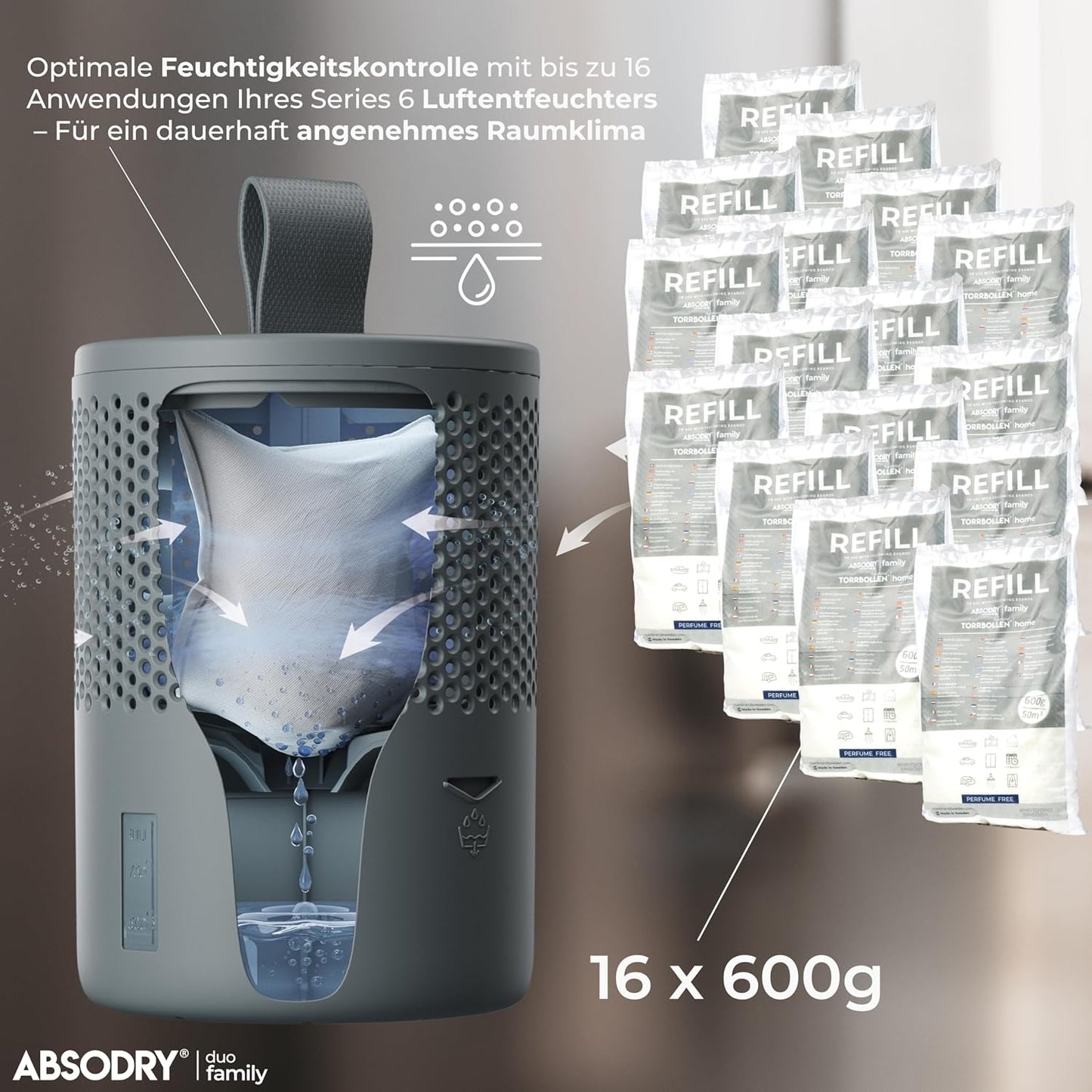 Luftentfeuchter Nachfüllpack, 16x600g, 16 X Nachfüllpack