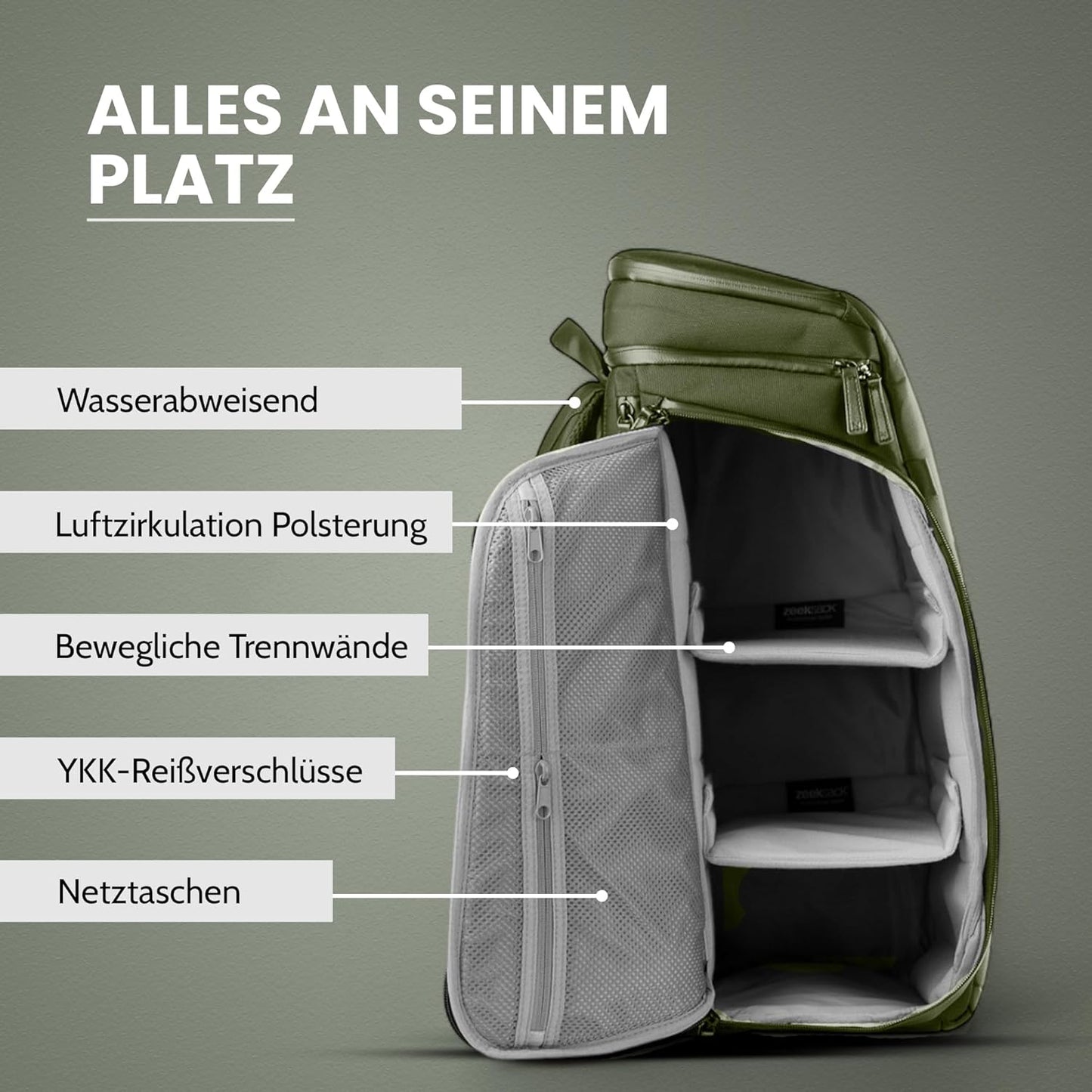 The Organizer Rucksack, Grün Einzel - 20L