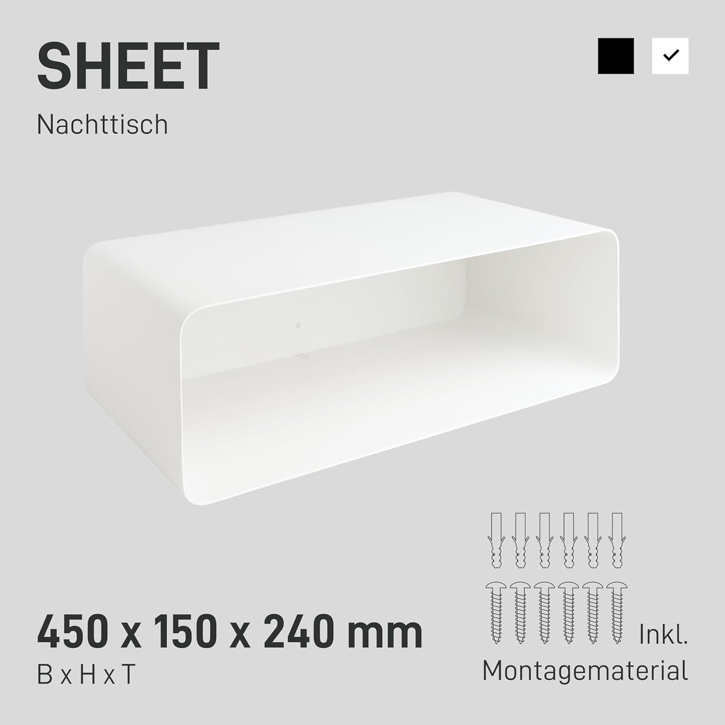 Schwebender Nachttisch, Weiss