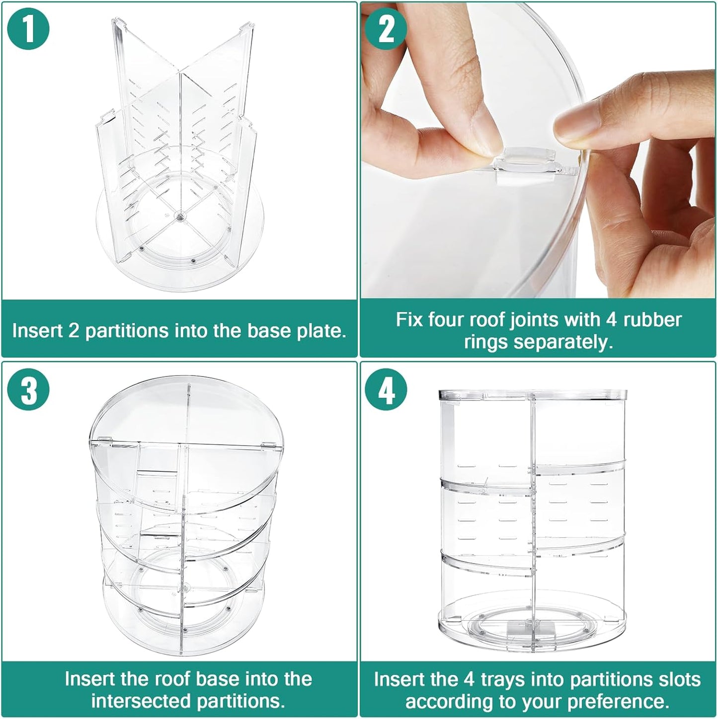 Kosmetik Organizer, 360° Drehbar, Verstellbare Ebenen