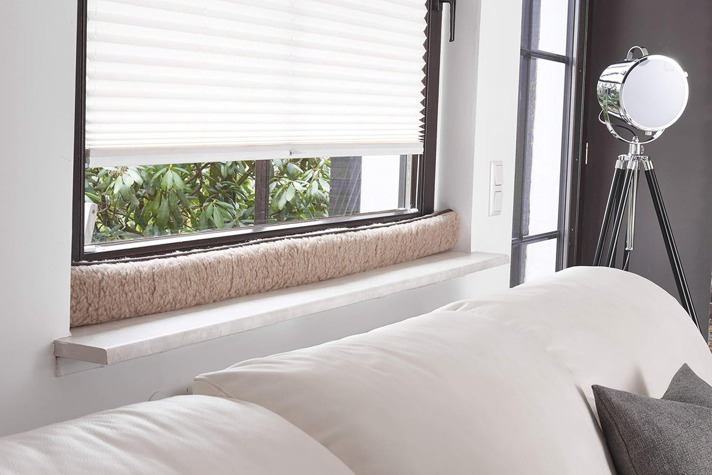 Schurwoll-Zugluftstopper für Fenster 150 cm, Hellbraun 150 cm