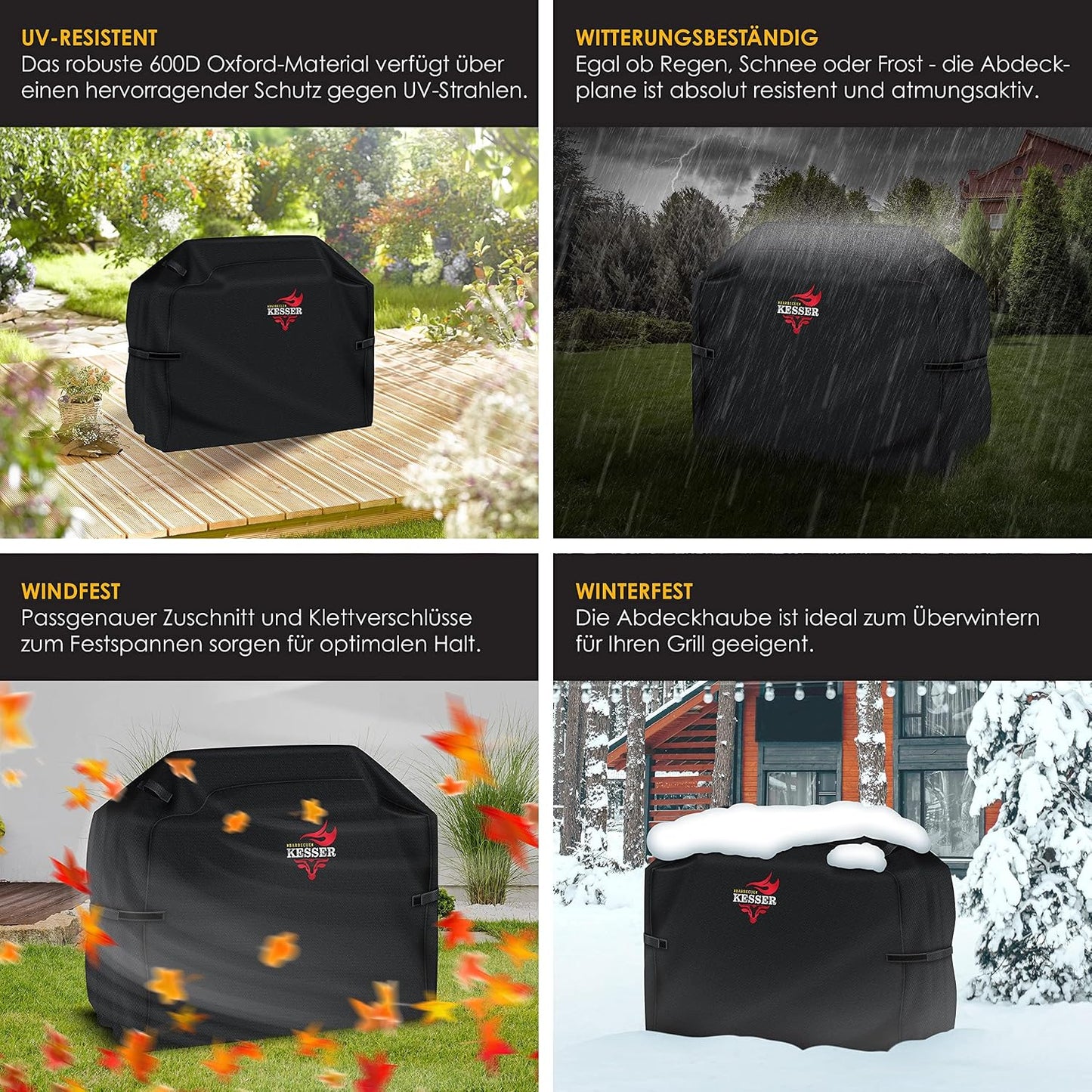 Wetterfeste Grillabdeckung, Schwarz 76 x 66 x 109 cm