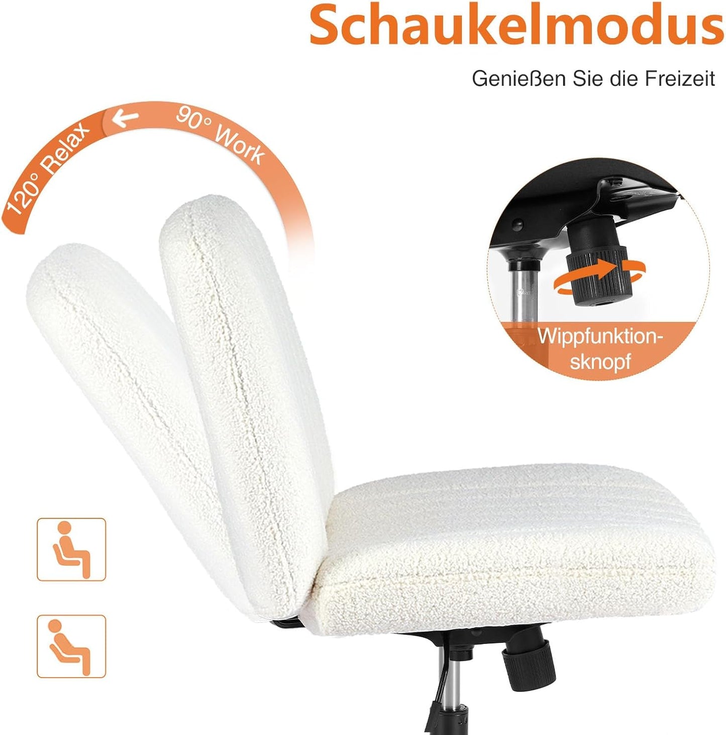 Bürostuhl ohne Armlehnen, Beige Velvet