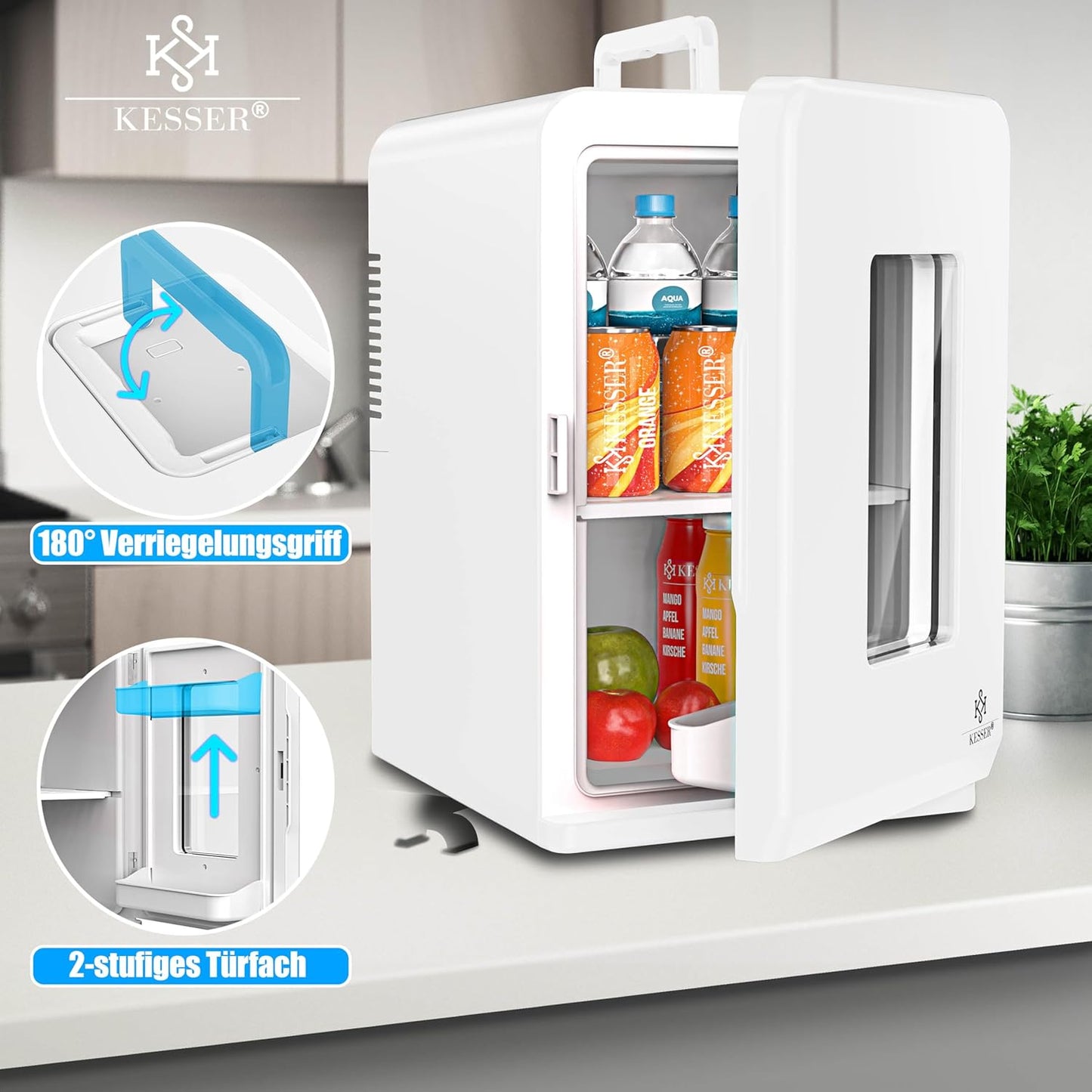 2in1 Mini Kühlschrank mit Kühl- und Heizfunktion, 15L Weiss