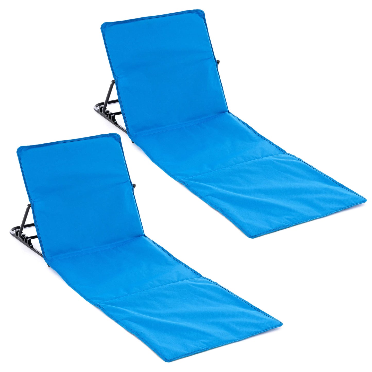 2-teiliges Strandmatten-Set mit verstellbarer Rückenlehne und Tasche, Blau
