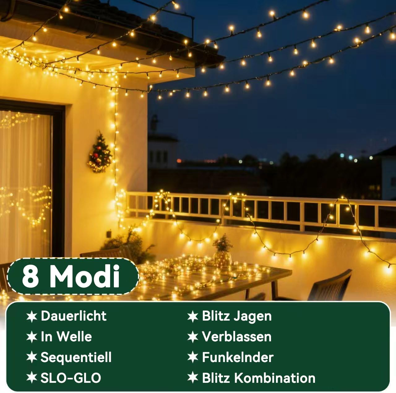 LED-Lichterkette mit Timer (300 LEDs), 300 LED